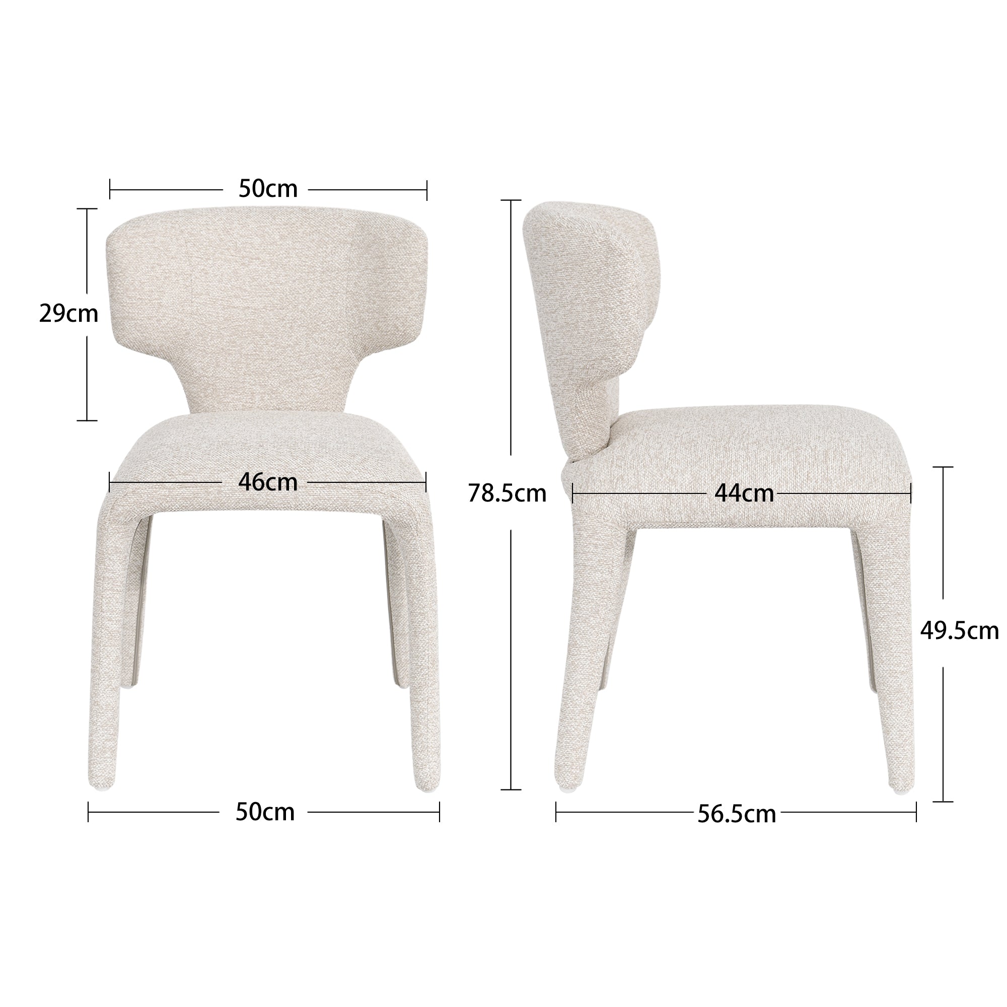 Duhome Essstuhl 2er Set Küchenstuhl Vollbedeckung Bouclé Material Leicht Luxus minimalistischer Stil