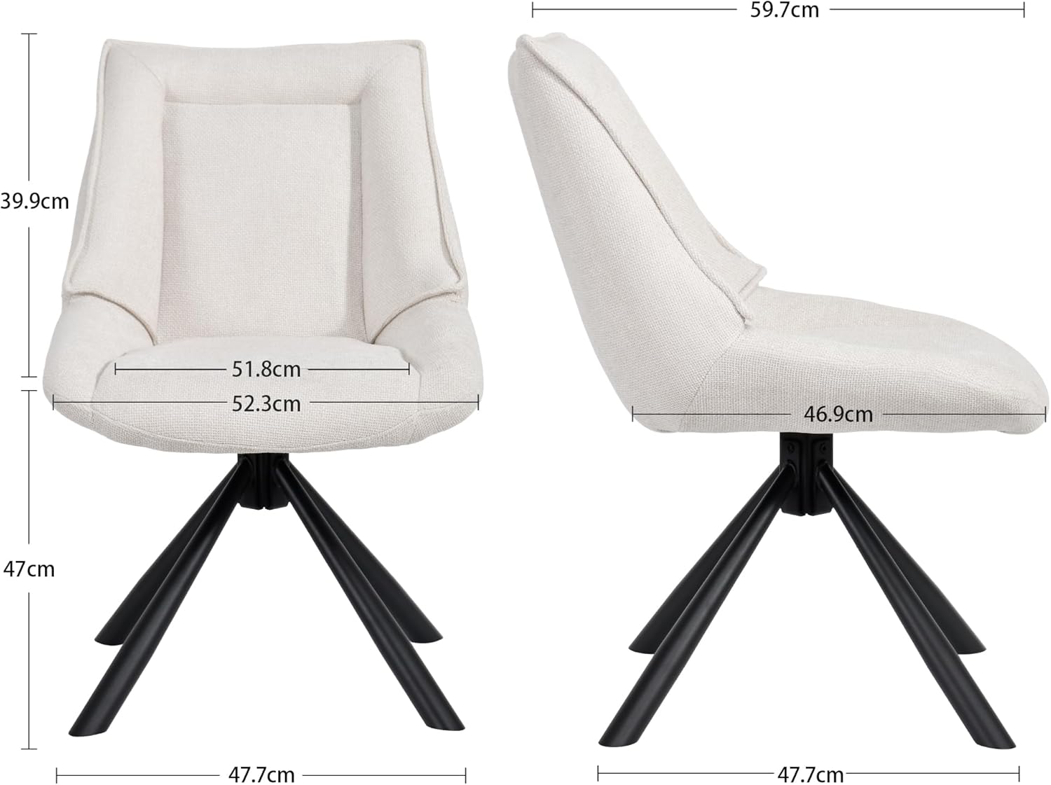Duhome Esszimmerstuhl, Chenille-Stoff, 180° drehbar