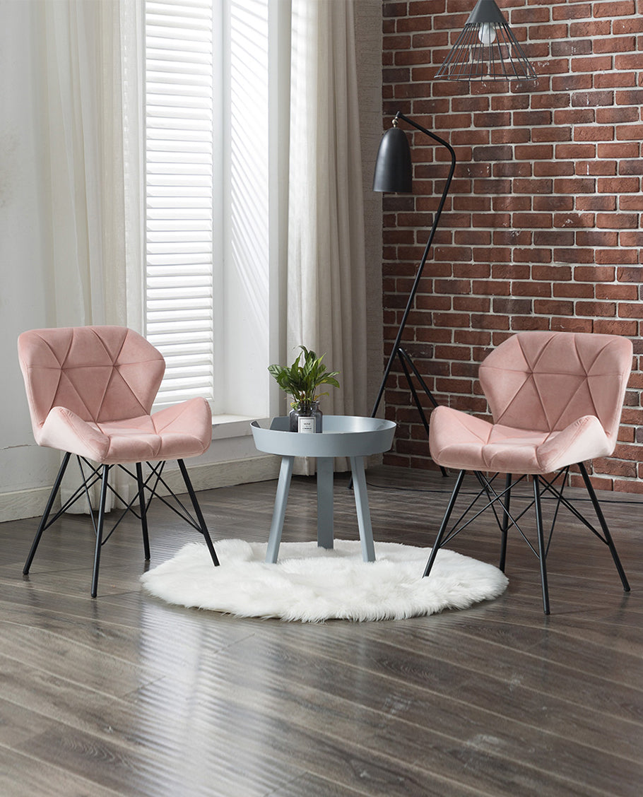 Duhome 2er Set Esszimmerstuhl Stoff Küchenstuhl Metallbeine Konferenzstuhl Besucherstuhl Retro Farbauswahl 622J