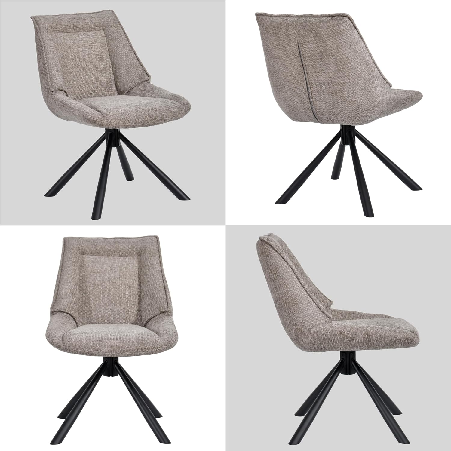 Duhome Esszimmerstuhl, Chenille-Stoff, 180° drehbar