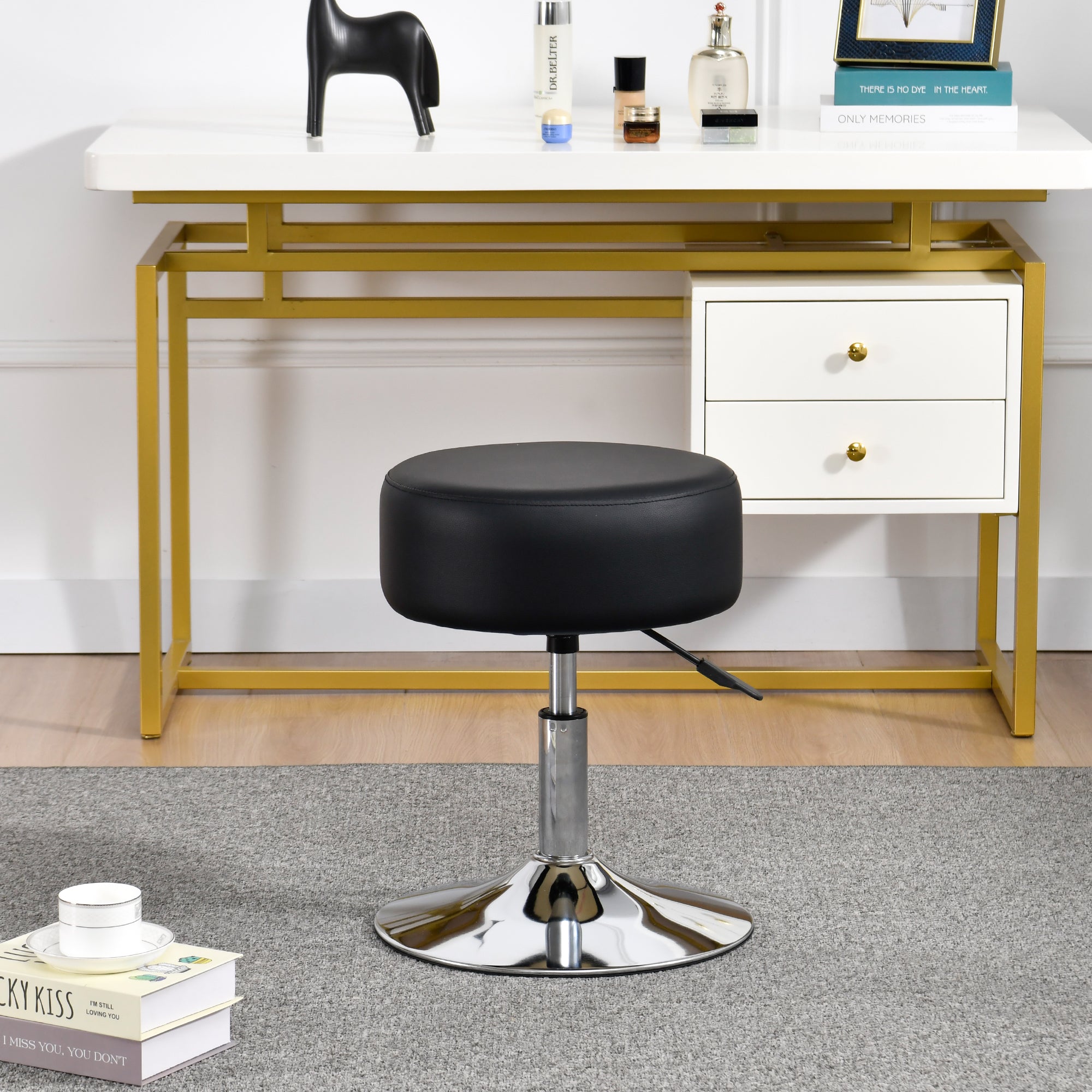 Drehhocker Sitzhocker Hocker RUND höhenverstellbar drehbar aus Kunstleder Farbauswahl Duhome 428S