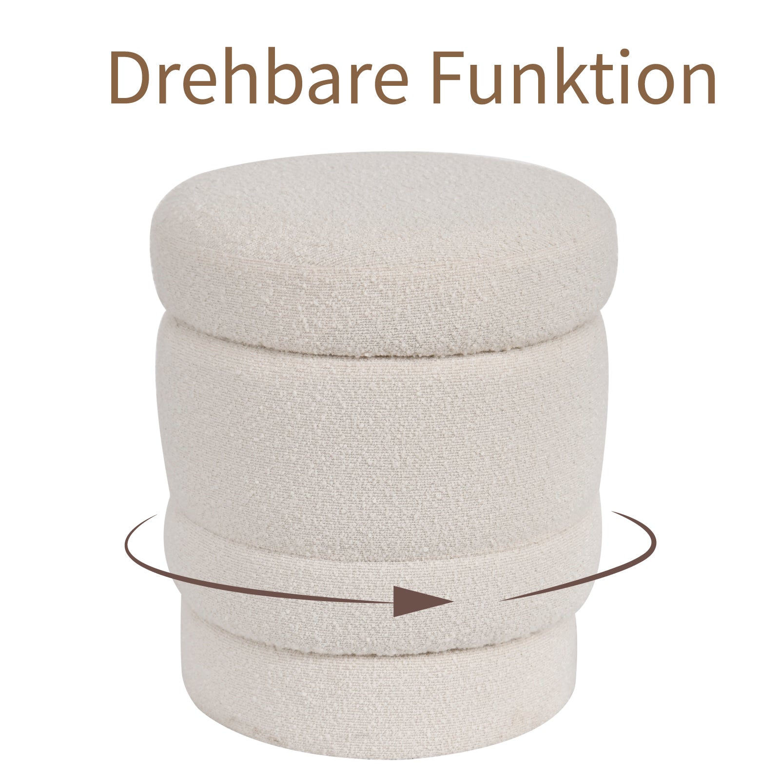 Duhome Ottoman Drehbar Rund Polsterhocker mit Stauraum Sitzhocker mit Deckel Stauhocker