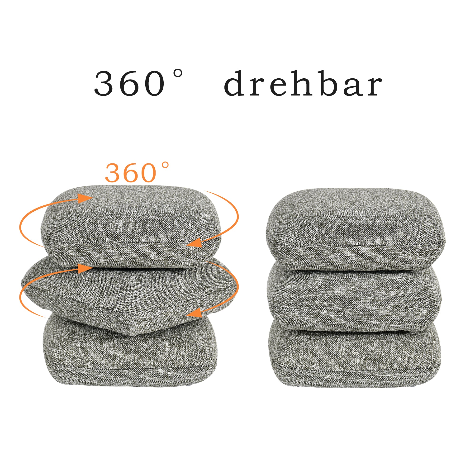 Duhome Sitzhocker aus Bouclé Stoff Ottoman 360° Drehbar Polsterhocker Modern Hocker