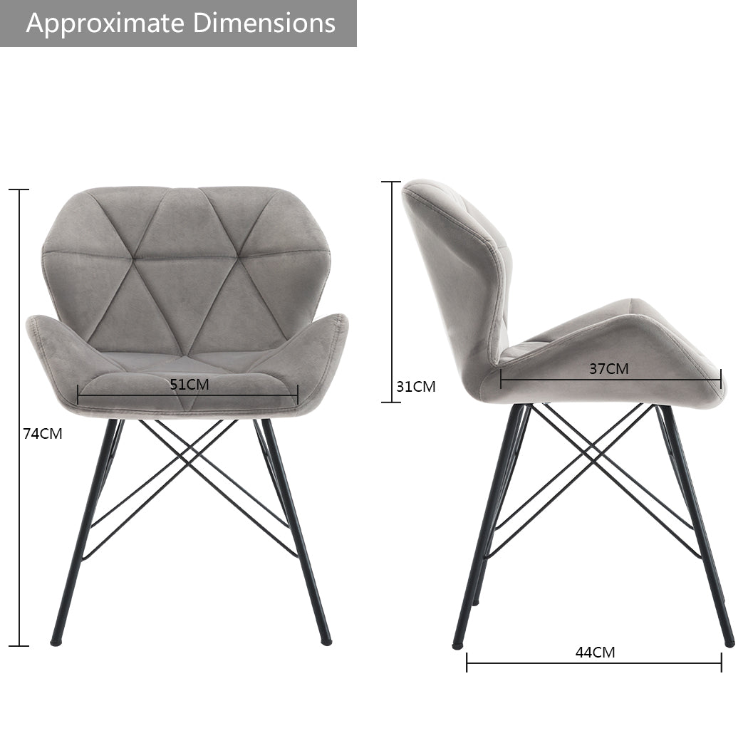 Duhome 2er Set Esszimmerstuhl Stoff Küchenstuhl Metallbeine Konferenzstuhl Besucherstuhl Retro Farbauswahl 622J