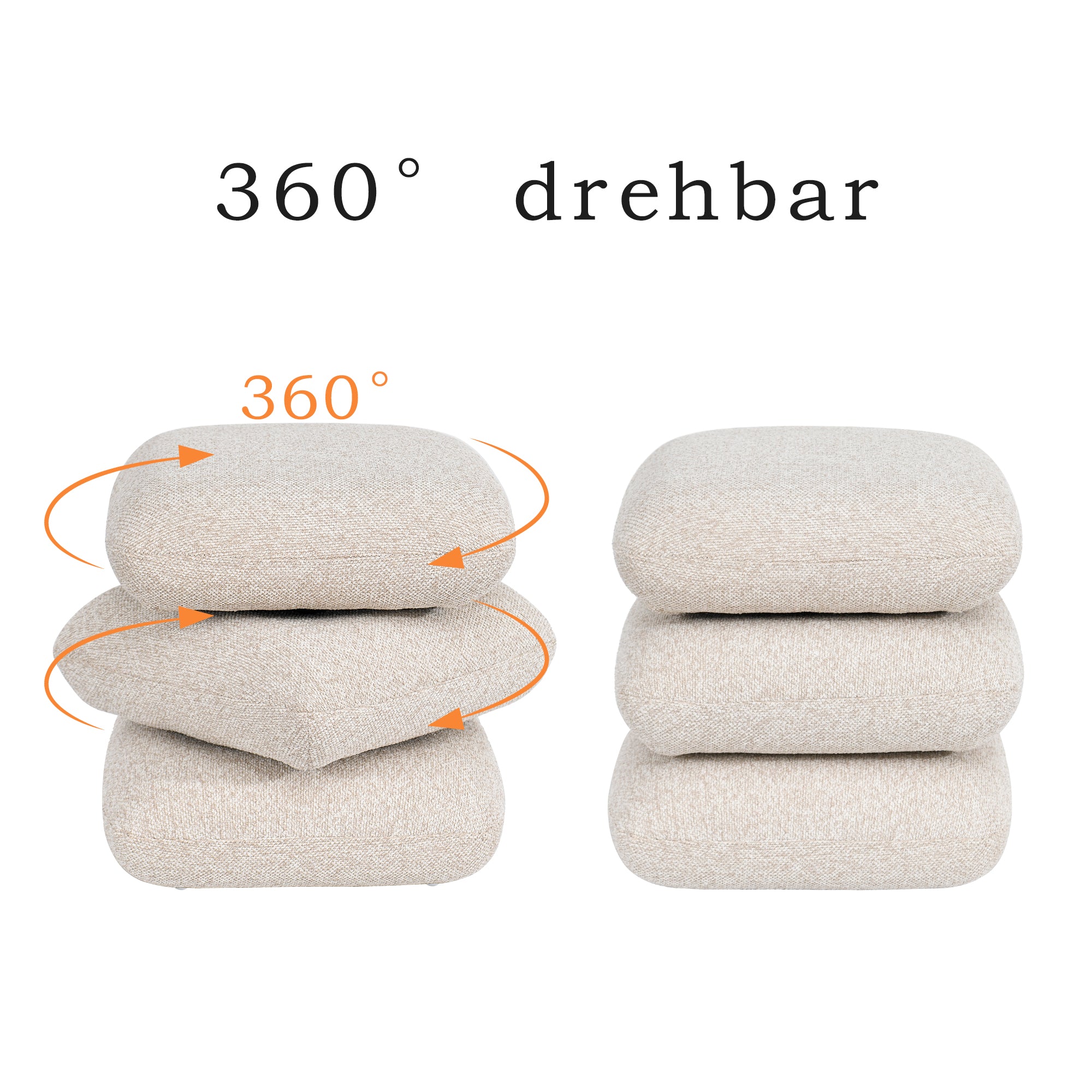 Duhome Sitzhocker aus Bouclé Stoff Ottoman 360° Drehbar Polsterhocker Modern Hocker