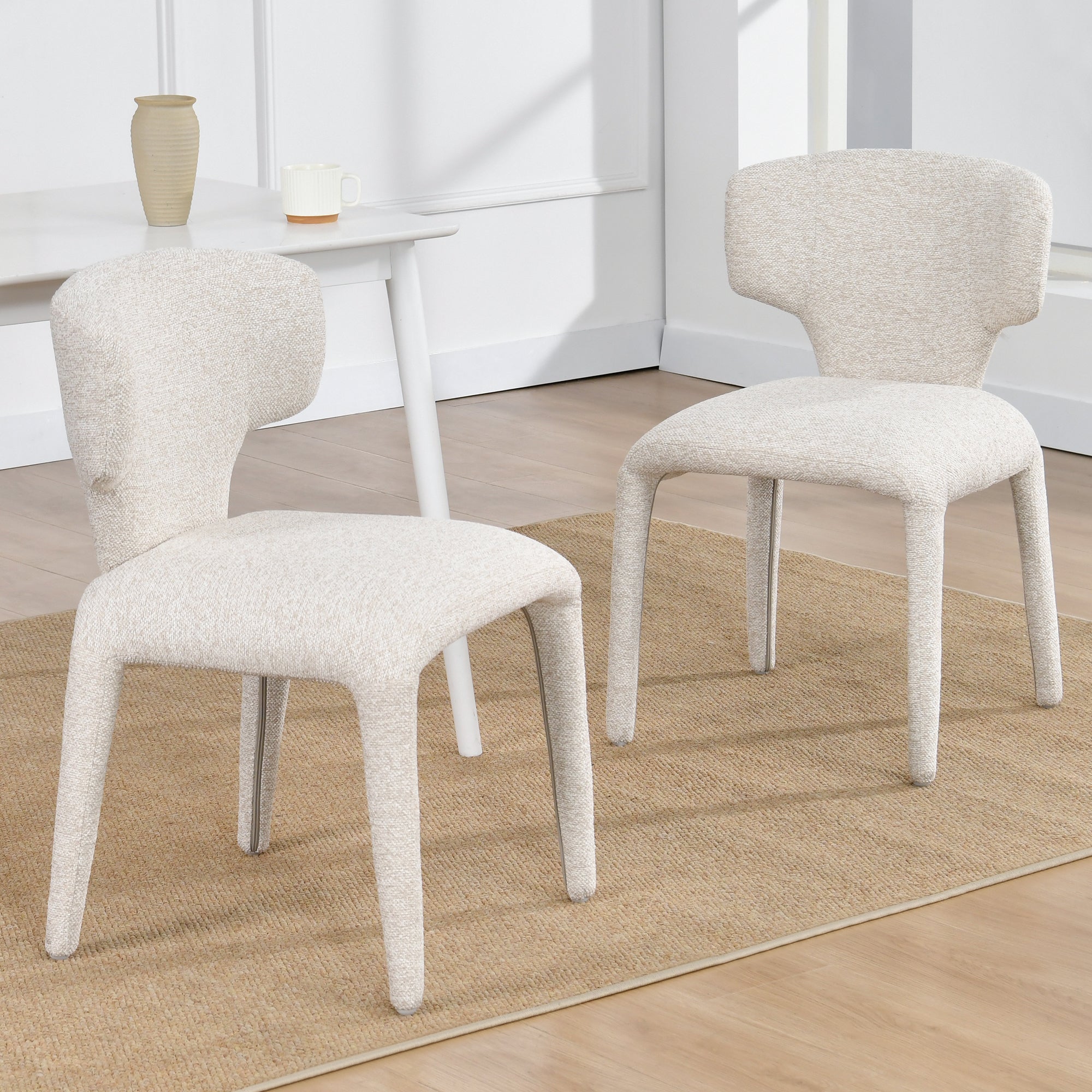 Duhome Essstuhl 2er Set Küchenstuhl Vollbedeckung Bouclé Material Leicht Luxus minimalistischer Stil