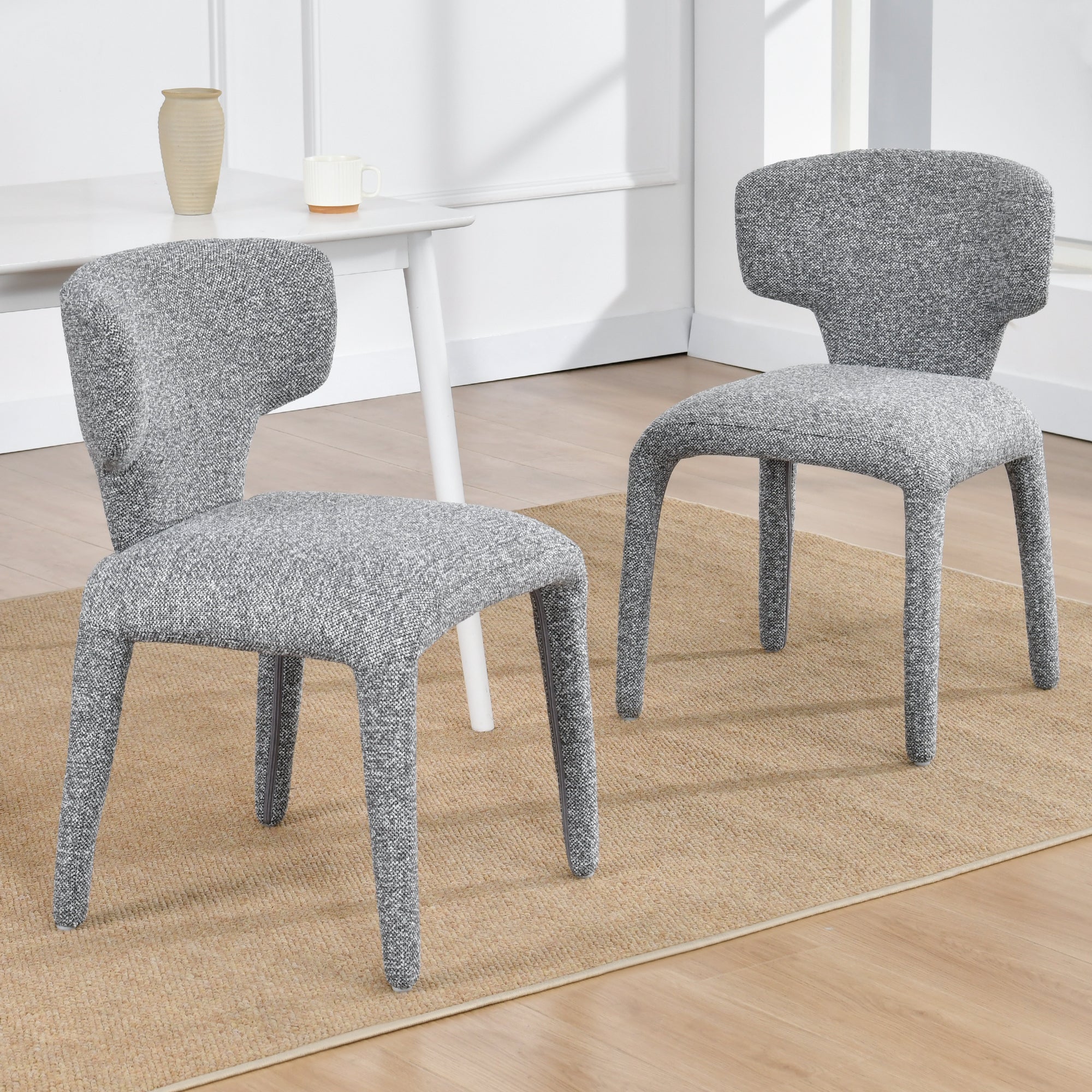 Duhome Essstuhl 2er Set Küchenstuhl Vollbedeckung Bouclé Material Leicht Luxus minimalistischer Stil