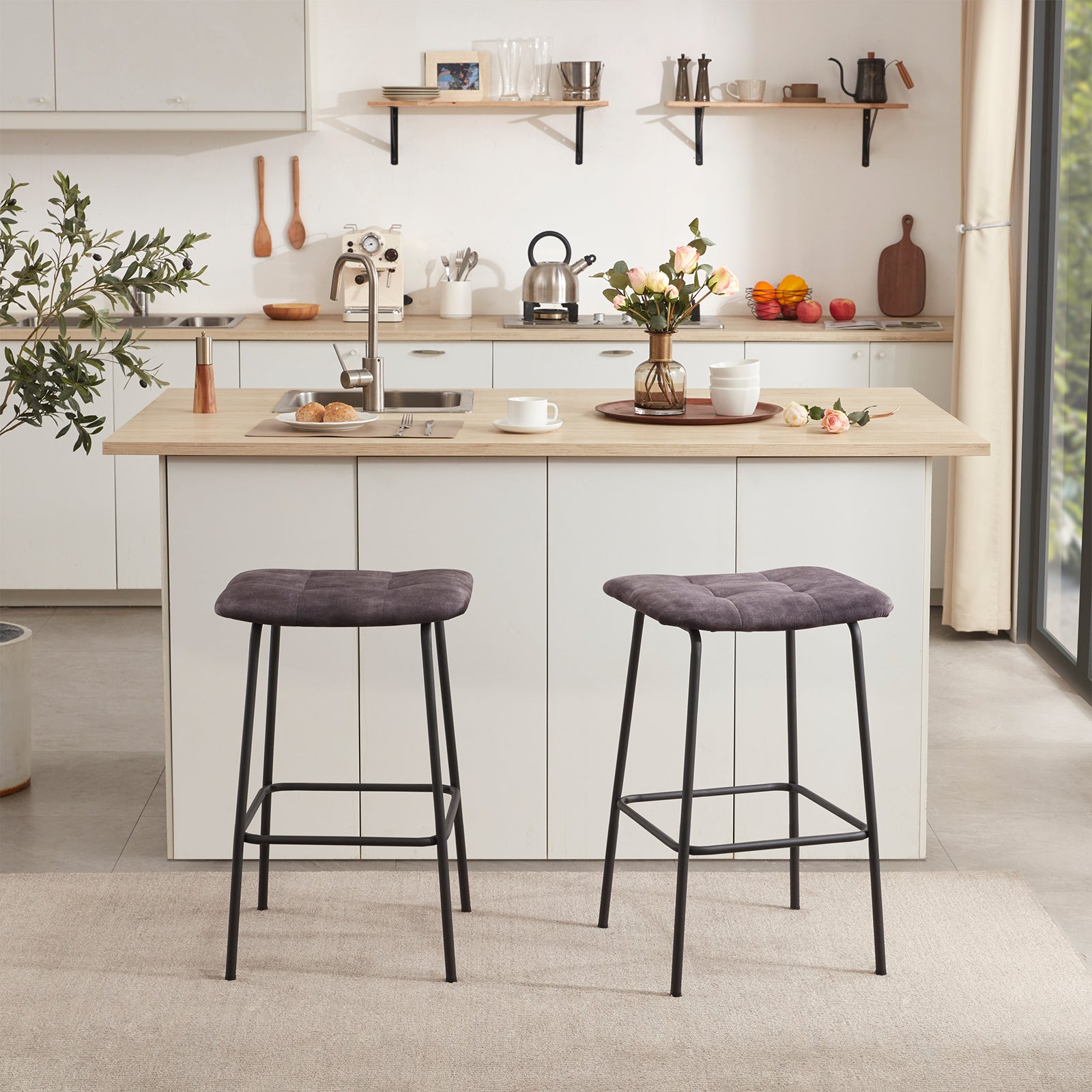 Duhome 2x Barhocker Barstuhl Gestell aus Metall Tresenhocker gepolstert Sitzhöhe 71 cm 5298D1