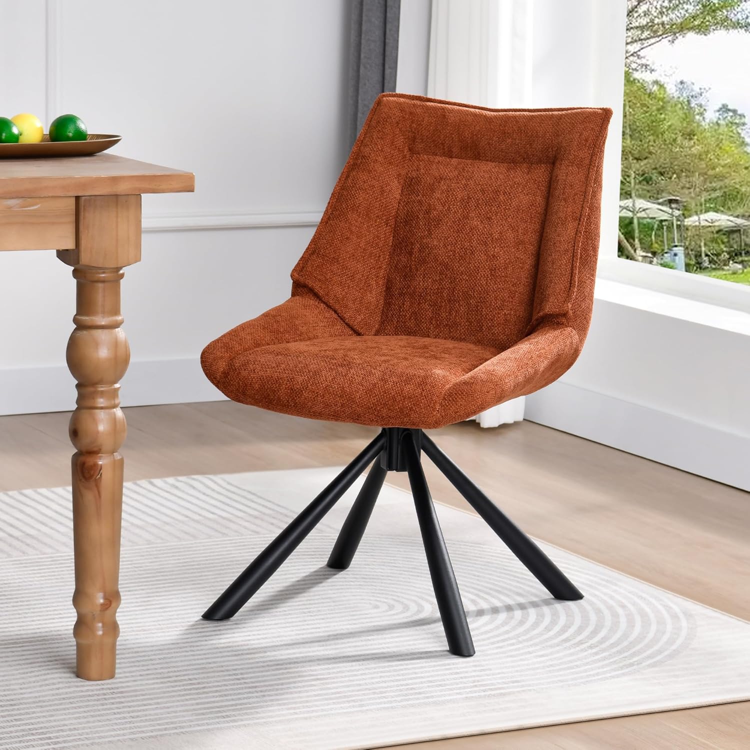 Duhome Esszimmerstuhl, Chenille-Stoff, 180° drehbar