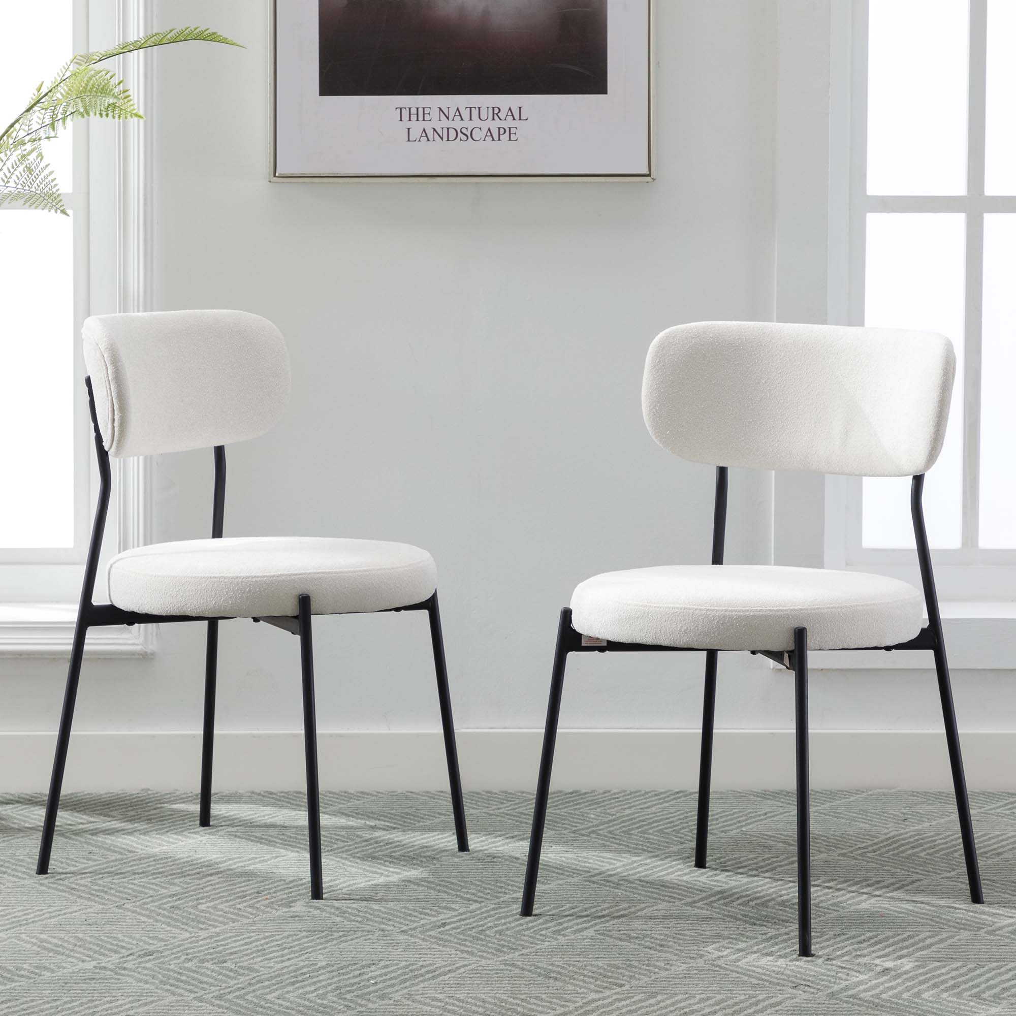 Duhome Esszimmerstühle Küchenstuhl 2er Set Polsterstuhl Wohnzimmerstuhl aus Bouclé Polsterstoff und Metallbeine für Küche Esszimmer Lounge Wohnzimmer Schlafzimmer, Gelb