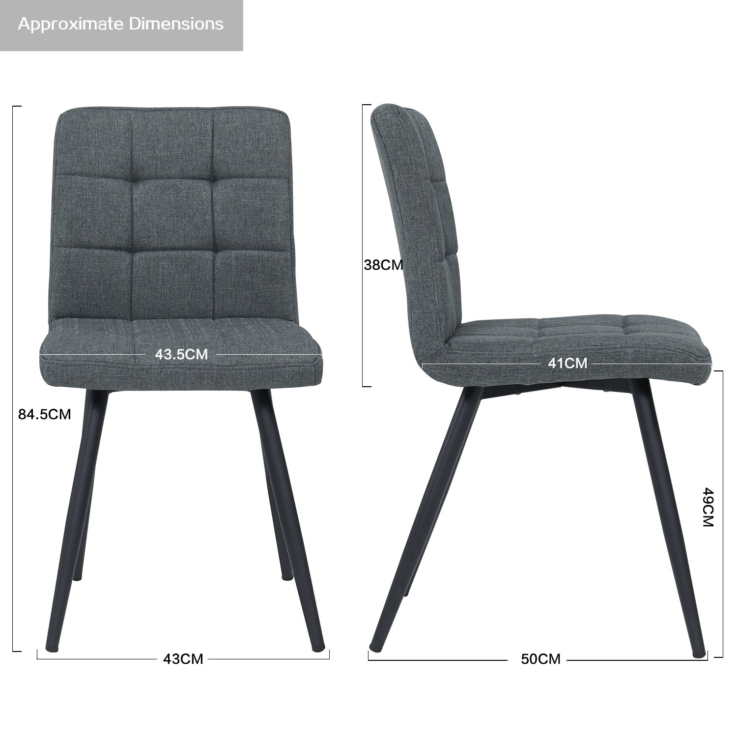 2er Set Esszimmerstuhl aus Stoff Samt Farbauswahl Stuhl Retro Design Polsterstuhl mit Rückenlehne Metallbeine Duhome 8043B