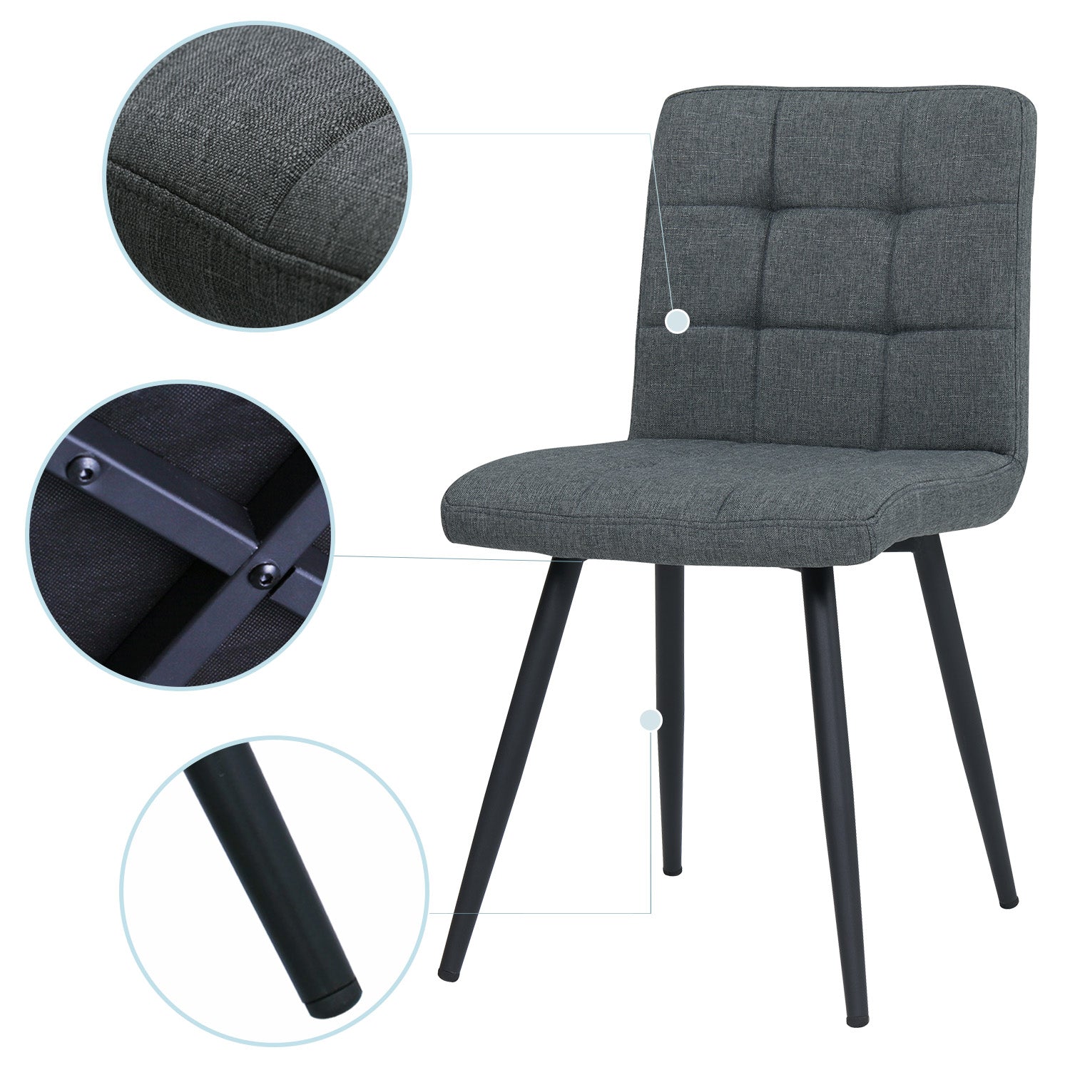 2er Set Esszimmerstuhl aus Stoff Samt Farbauswahl Stuhl Retro Design Polsterstuhl mit Rückenlehne Metallbeine Duhome 8043B