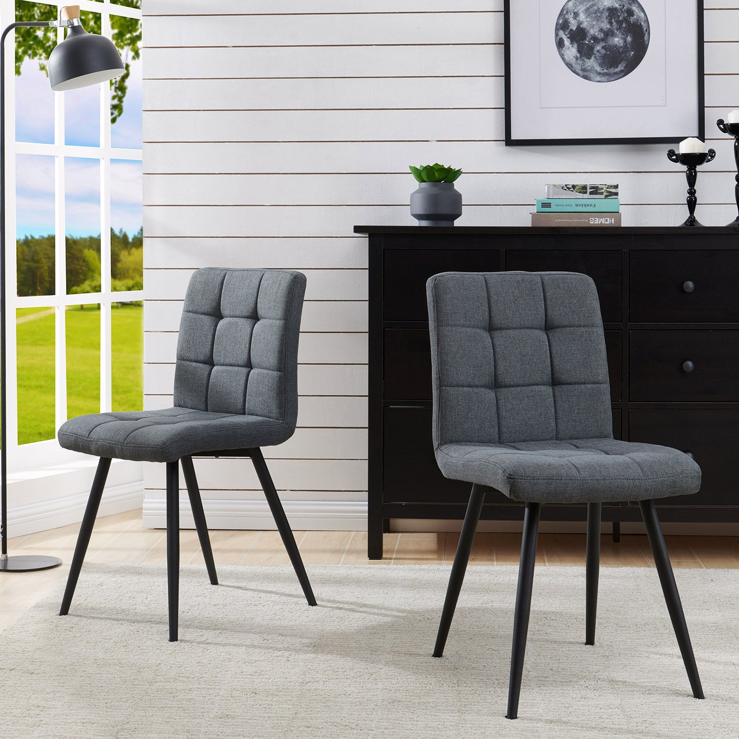 2er Set Esszimmerstuhl aus Stoff Samt Farbauswahl Stuhl Retro Design Polsterstuhl mit Rückenlehne Metallbeine Duhome 8043B