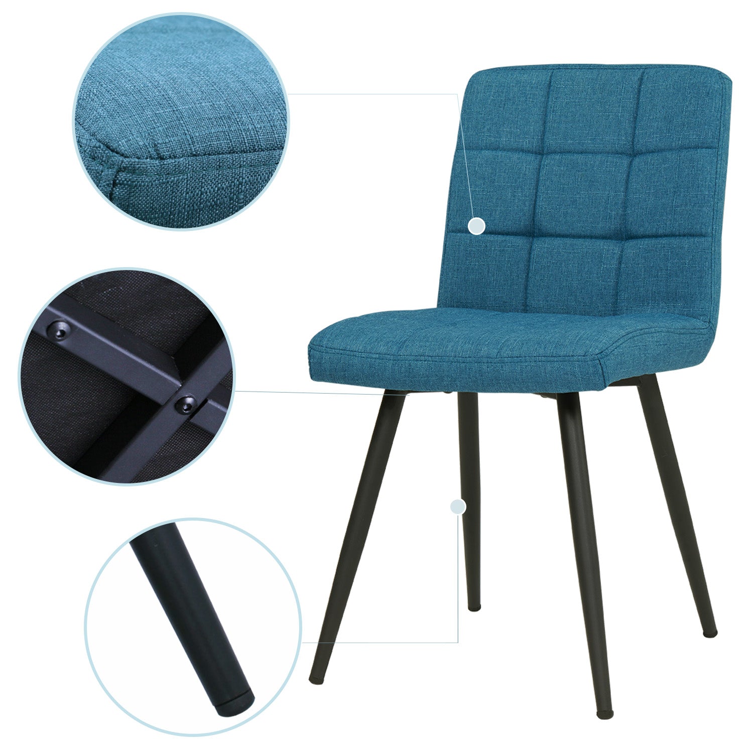 2er Set Esszimmerstuhl aus Stoff Samt Farbauswahl Stuhl Retro Design Polsterstuhl mit Rückenlehne Metallbeine Duhome 8043B