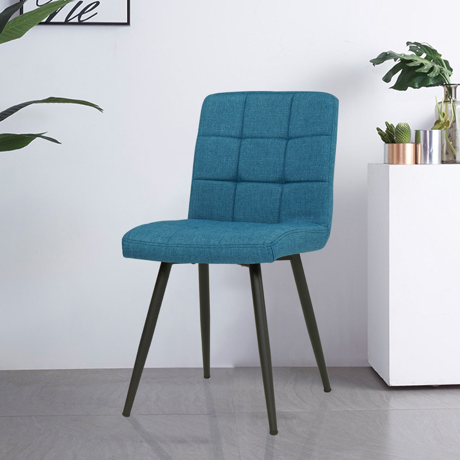 2er Set Esszimmerstuhl aus Stoff Samt Farbauswahl Stuhl Retro Design Polsterstuhl mit Rückenlehne Metallbeine Duhome 8043B