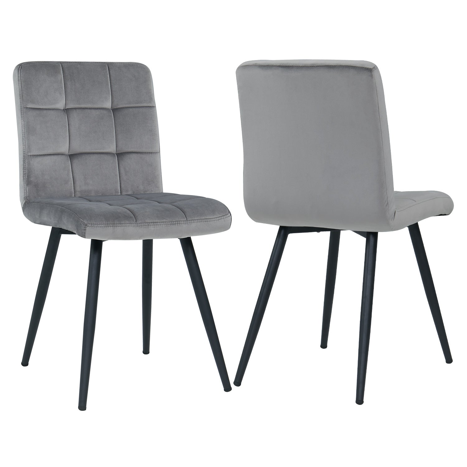 2er Set Esszimmerstuhl aus Stoff Samt Farbauswahl Stuhl Retro Design Polsterstuhl mit Rückenlehne Metallbeine Duhome 8043B