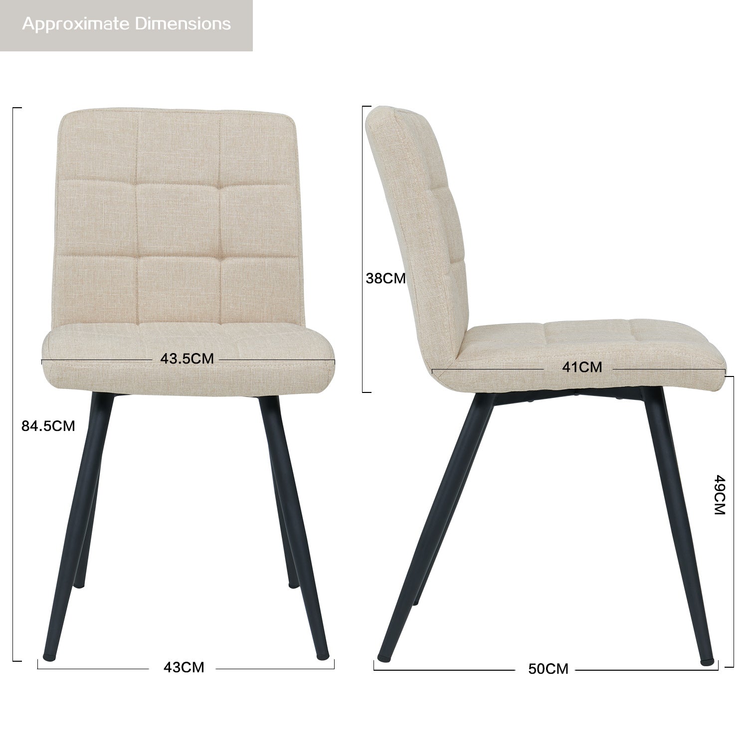 2er Set Esszimmerstuhl aus Stoff Samt Farbauswahl Stuhl Retro Design Polsterstuhl mit Rückenlehne Metallbeine Duhome 8043B
