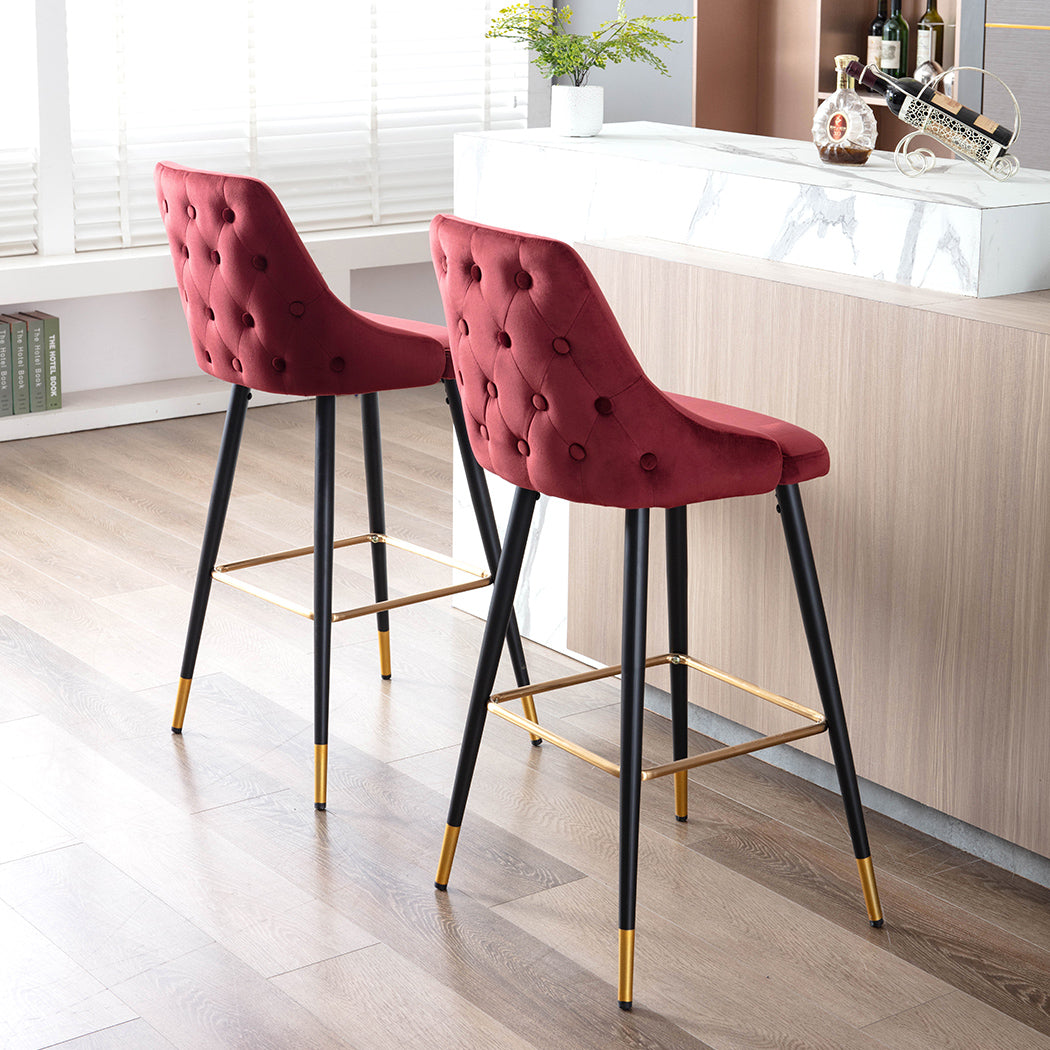 2x Barhocker Barstuhl aus Stoff Samt Gestell aus Metall Tresenhocker Bar Sessel gut gepolstert mit Lehne Farbauswahl Duhome 5170G