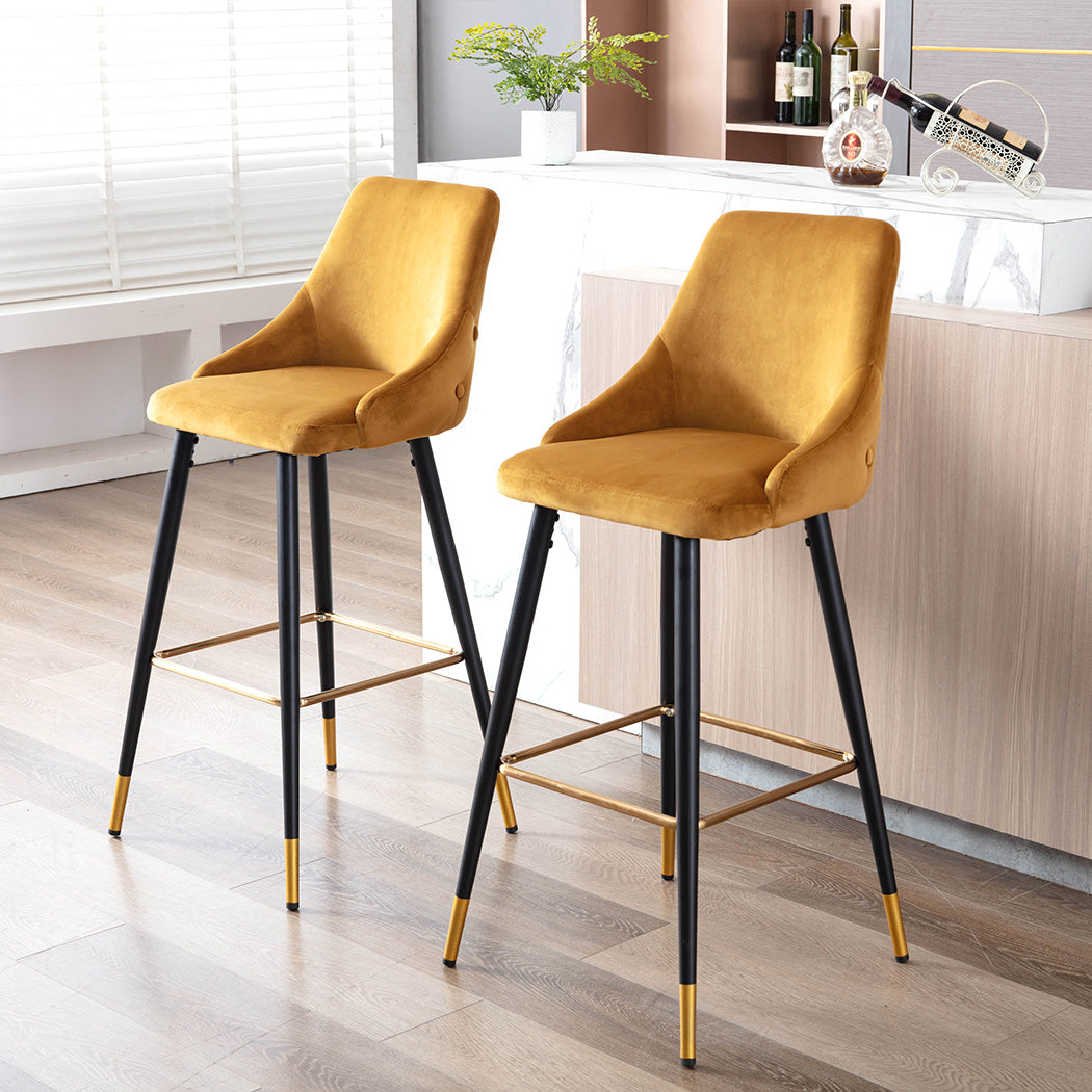 2x Barhocker Barstuhl aus Stoff Samt Gestell aus Metall Tresenhocker Bar Sessel gut gepolstert mit Lehne Farbauswahl Duhome 5170G
