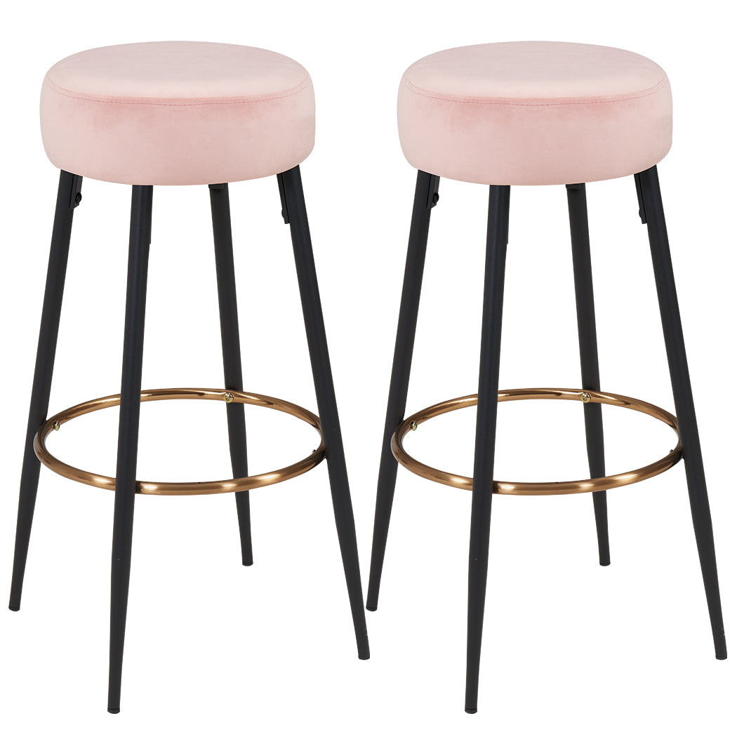 2x Barhocker rund Barstuhl aus Stoff Samt Gestell aus Metall Tresenhocker gut gepolstert Sitzhöhe 80 cm Farbauswahl Duhome 5168A