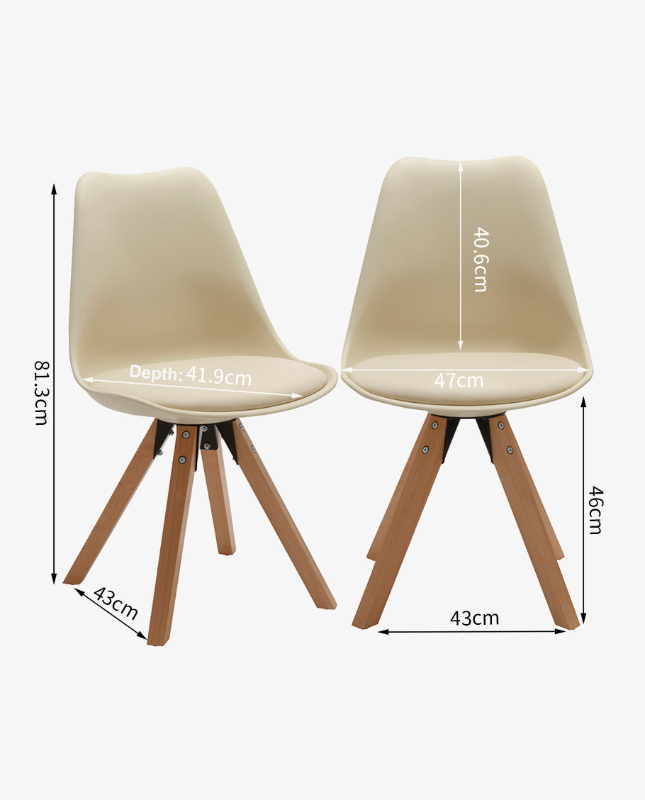 Duhome 2er Set Stuhl Esszimmerstühle Küchenstühle Farbauswahl mit Holzbeinen Sitzkissen Esszimmerstuhl Retro 518M