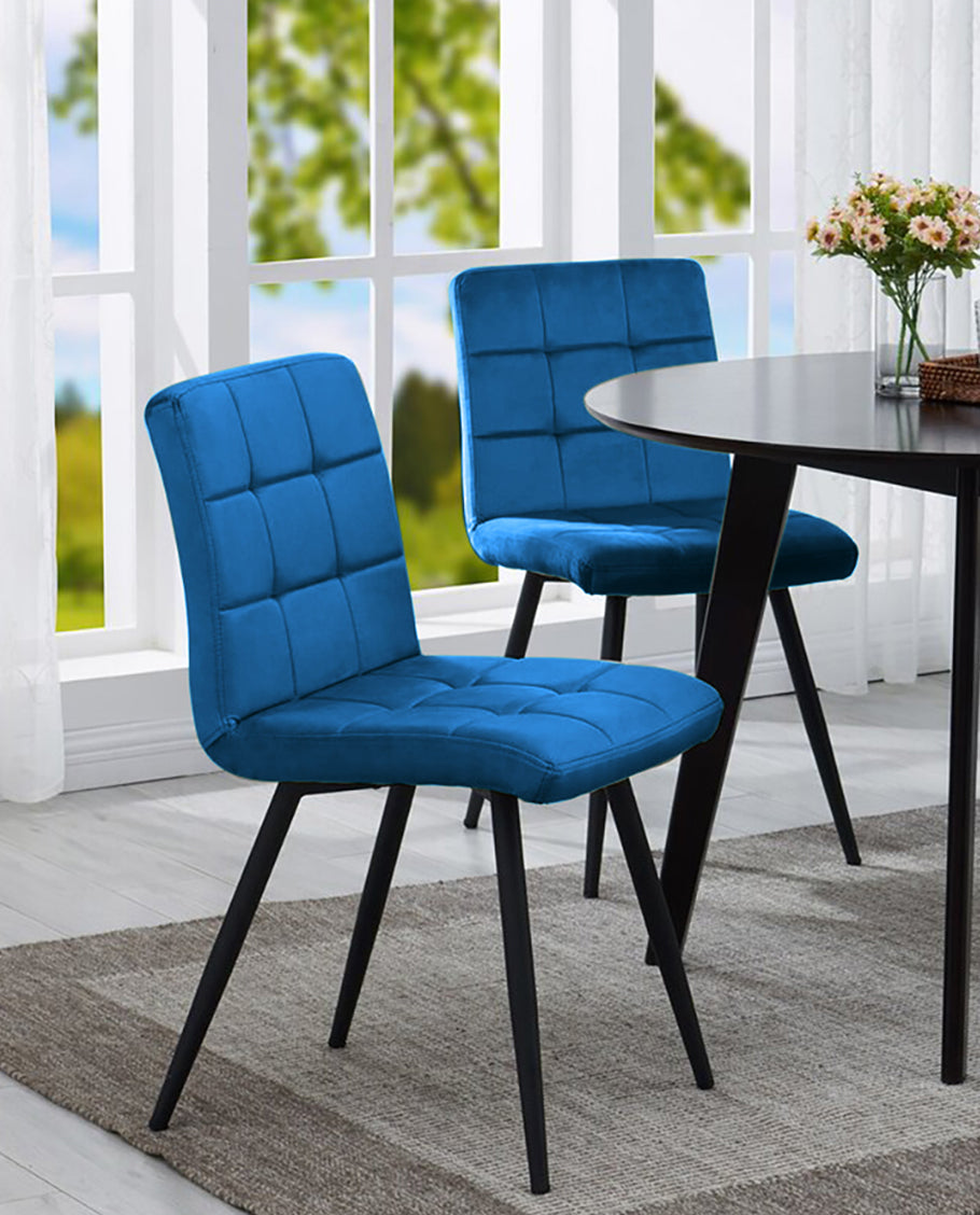 2er Set Esszimmerstuhl aus Stoff Samt Farbauswahl Stuhl Retro Design Polsterstuhl mit Rückenlehne Metallbeine Duhome 8043B