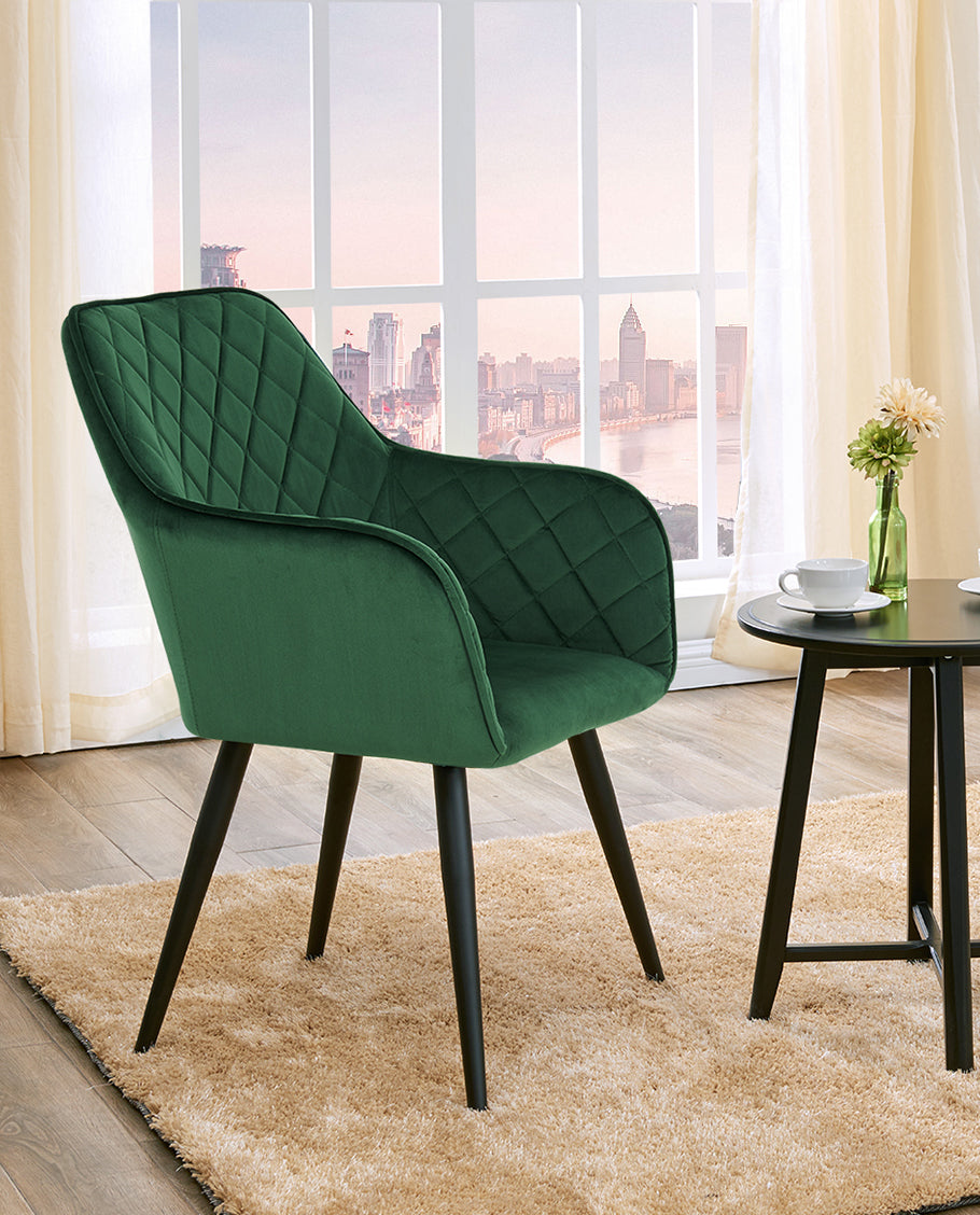 Esszimmerstuhl aus Stoff (Samt) Farbauswahl Retro Design Armlehnstuhl Stuhl mit Rückenlehne Sessel Metallbeine Duhome 8058