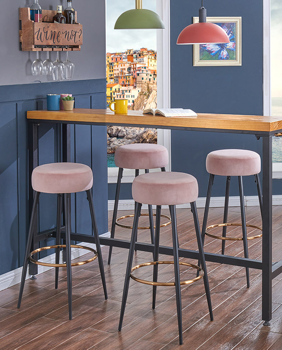 2x Barhocker rund Barstuhl aus Stoff Samt Gestell aus Metall Tresenhocker gut gepolstert Sitzhöhe 80 cm Farbauswahl Duhome 5168A