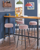 Load image into Gallery viewer, 2x Barhocker rund Barstuhl aus Stoff Samt Gestell aus Metall Tresenhocker gut gepolstert Sitzhöhe 80 cm Farbauswahl Duhome 5168A