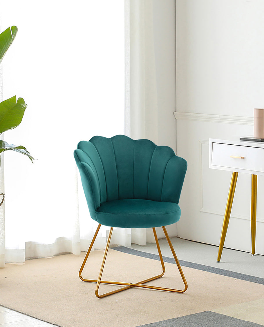 Duhome Sessel aus Stoff Samt Polstersessel Retro Design Polsterstuhl Metallgestell gold 8057C