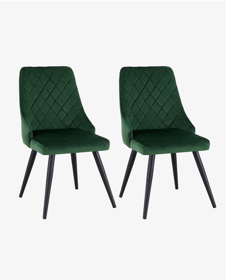 2er Set Esszimmerstuhl Stoff Samt gesteppt Retro Design Polsterstuhl mit Rückenlehne Metallbeine Farbauswahl Duhome 8089