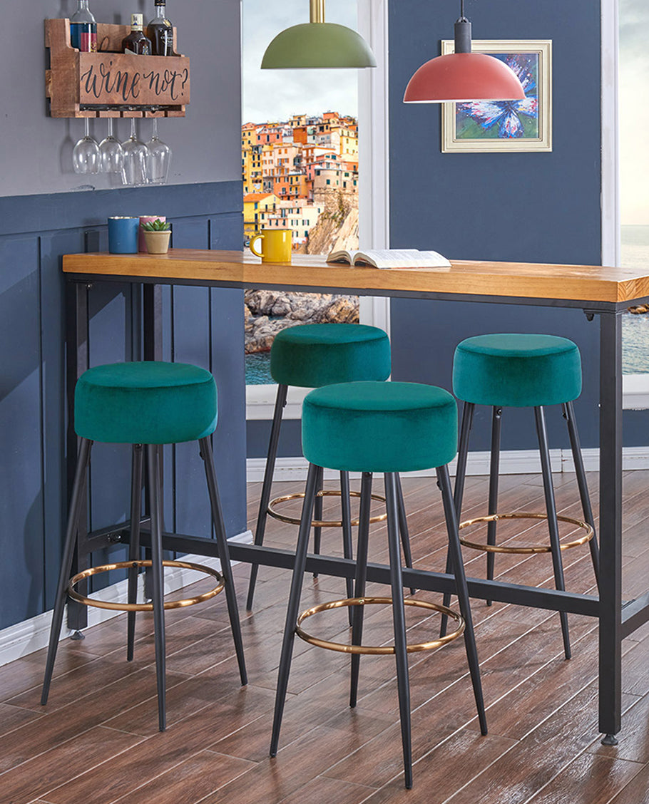 2x Barhocker rund Barstuhl aus Stoff Samt Gestell aus Metall Tresenhocker gut gepolstert Sitzhöhe 80 cm Farbauswahl Duhome 5168A