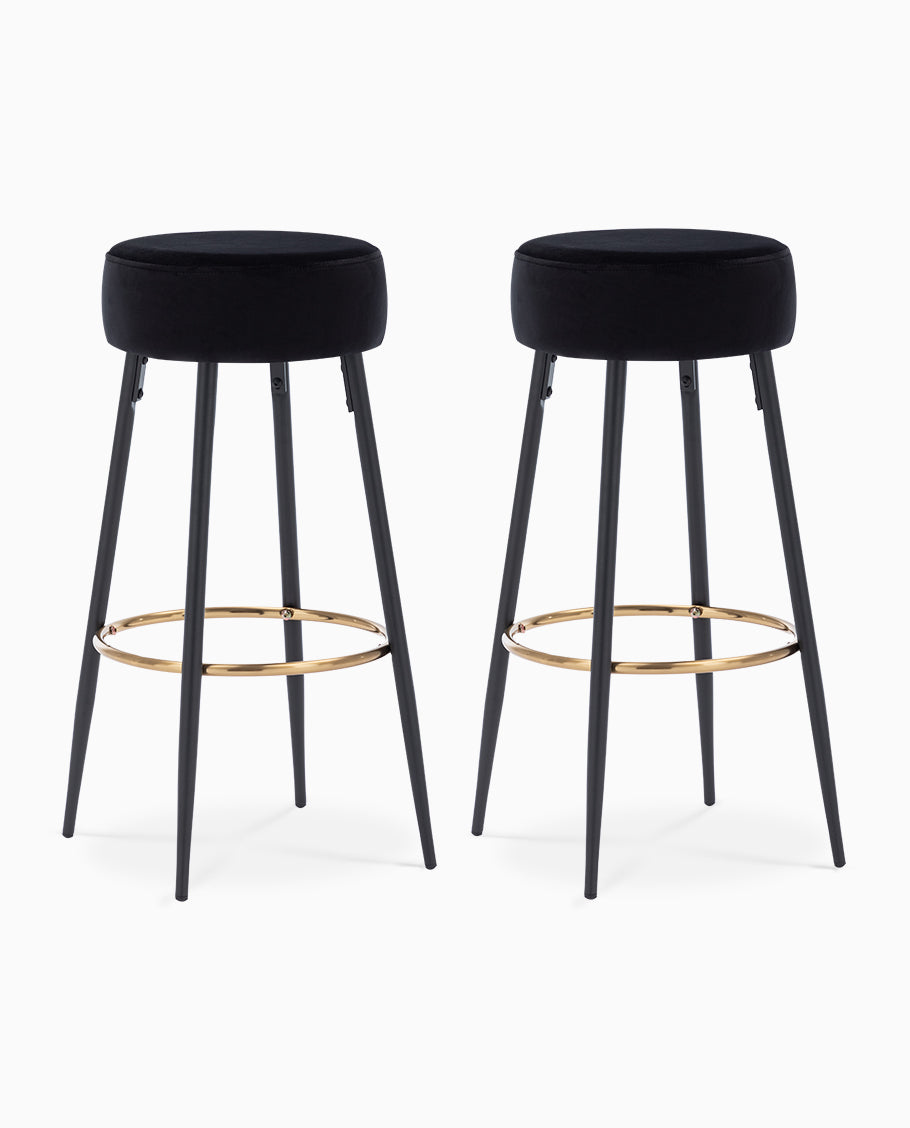 2x Barhocker rund Barstuhl aus Stoff Samt Gestell aus Metall Tresenhocker gut gepolstert Sitzhöhe 80 cm Farbauswahl Duhome 5168A