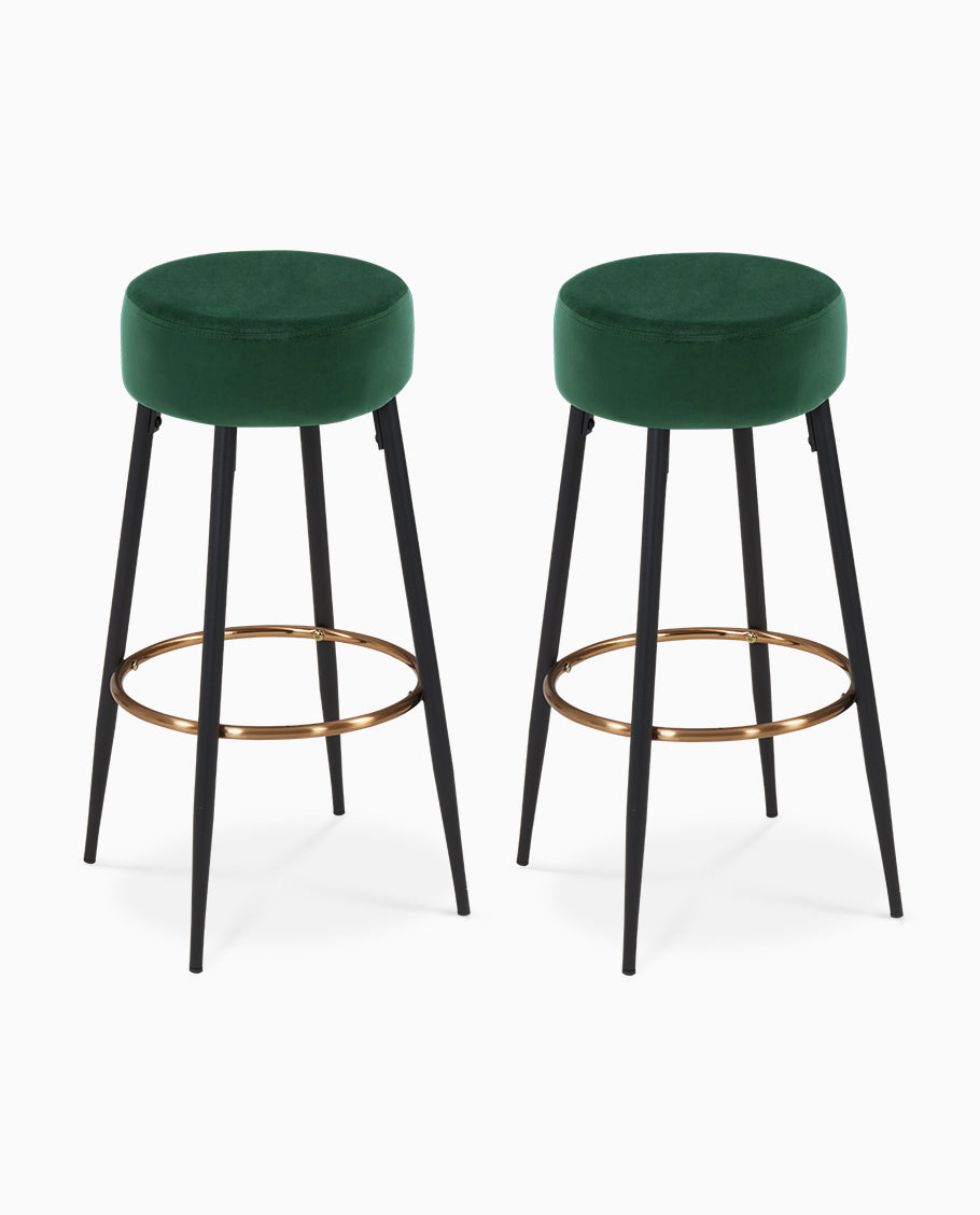 2x Barhocker rund Barstuhl aus Stoff Samt Gestell aus Metall Tresenhocker gut gepolstert Sitzhöhe 80 cm Farbauswahl Duhome 5168A