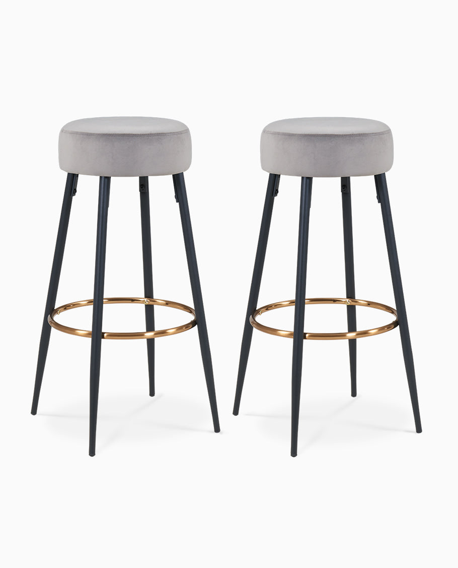 2x Barhocker rund Barstuhl aus Stoff Samt Gestell aus Metall Tresenhocker gut gepolstert Sitzhöhe 80 cm Farbauswahl Duhome 5168A