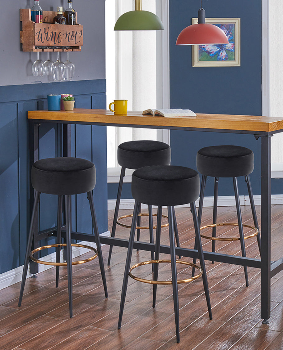 2x Barhocker rund Barstuhl aus Stoff Samt Gestell aus Metall Tresenhocker gut gepolstert Sitzhöhe 80 cm Farbauswahl Duhome 5168A