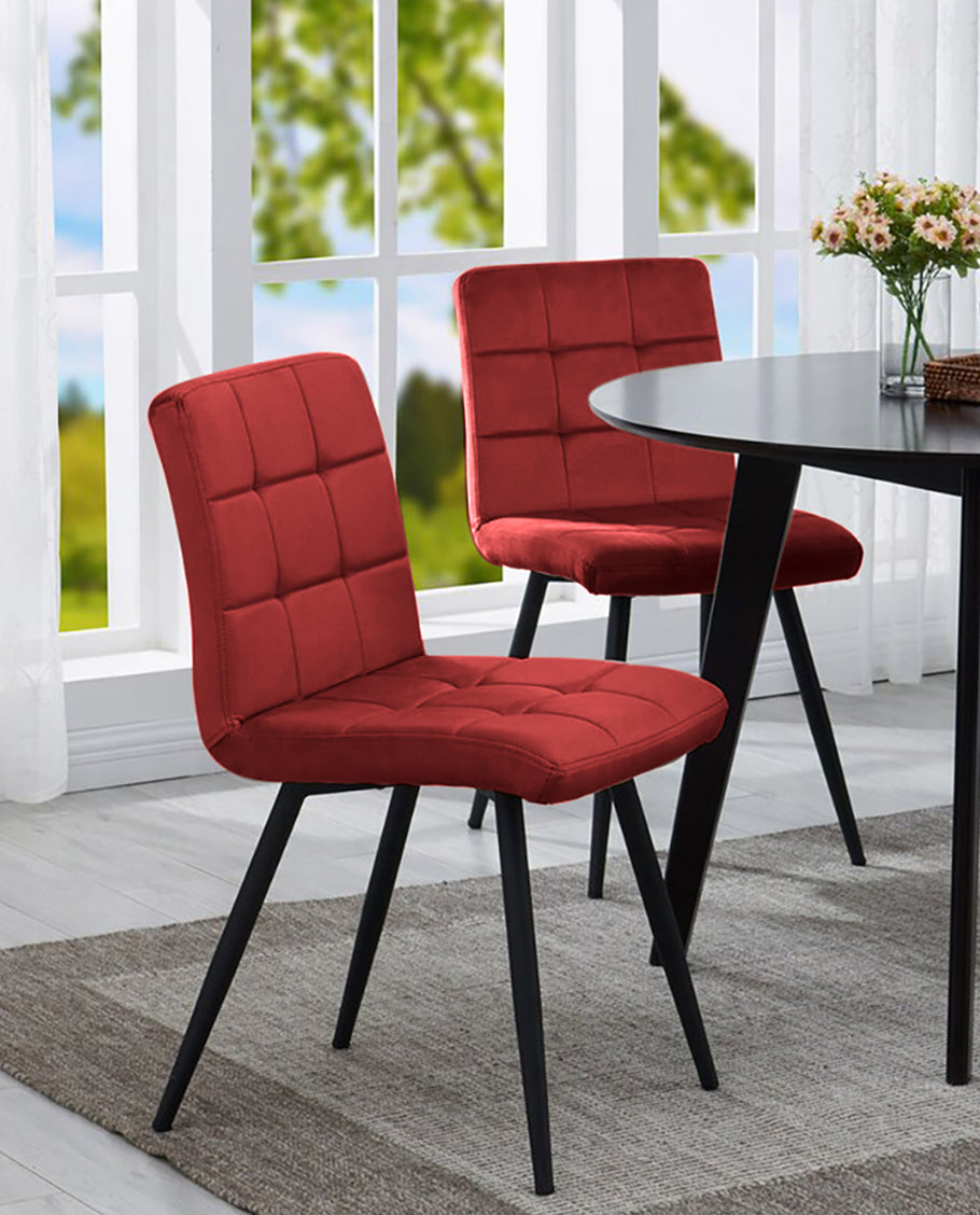 2er Set Esszimmerstuhl aus Stoff Samt Farbauswahl Stuhl Retro Design Polsterstuhl mit Rückenlehne Metallbeine Duhome 8043B