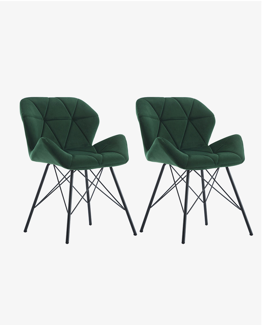 Duhome 2er Set Esszimmerstuhl Stoff Küchenstuhl Metallbeine Konferenzstuhl Besucherstuhl Retro Farbauswahl 622J