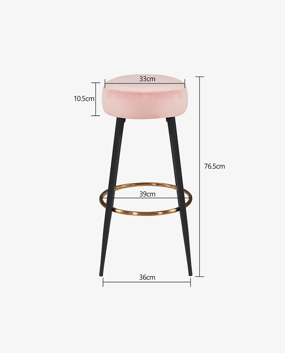 2x Barhocker rund Barstuhl aus Stoff Samt Gestell aus Metall Tresenhocker gut gepolstert Sitzhöhe 80 cm Farbauswahl Duhome 5168A
