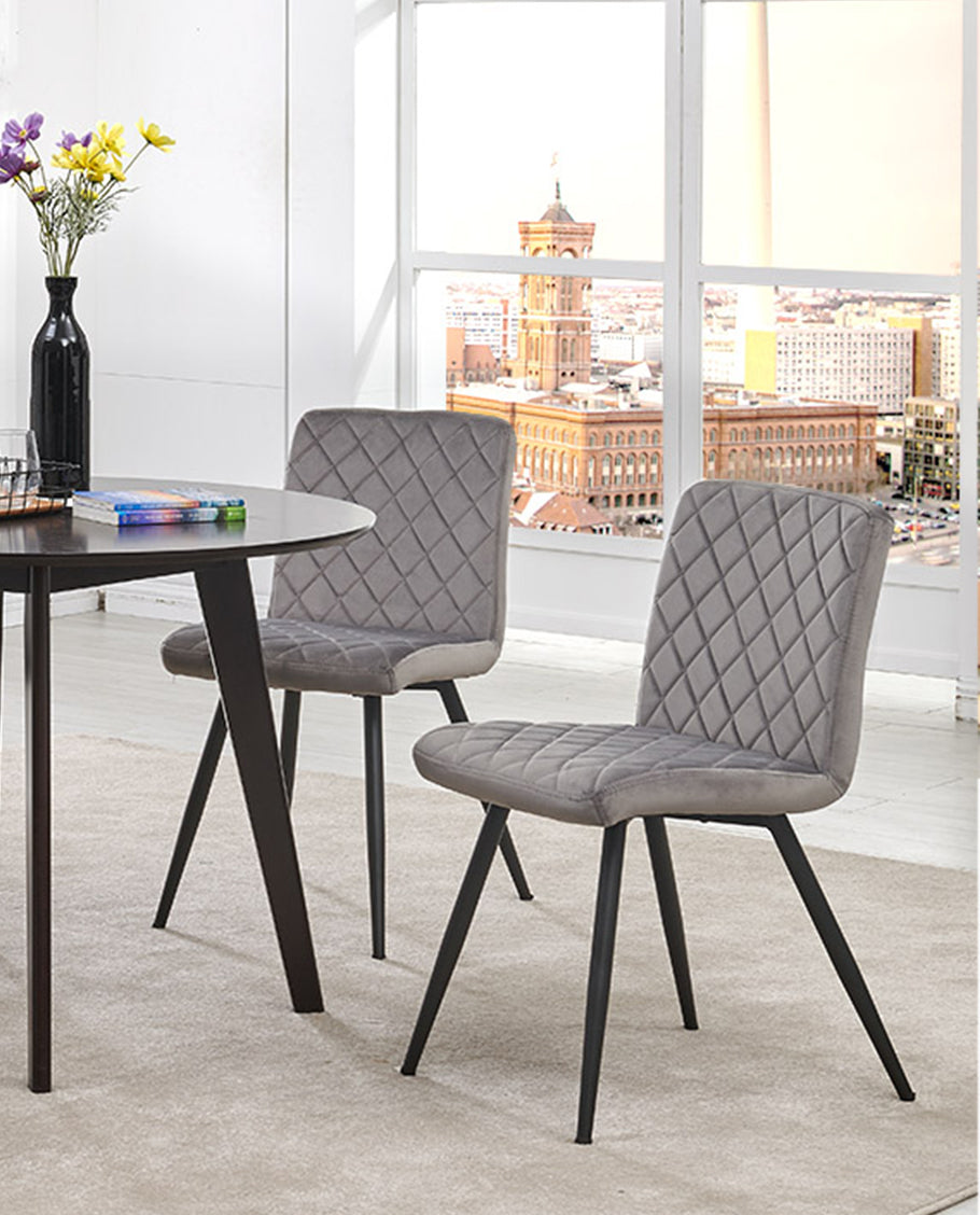 Esszimmerstuhl aus Stoff Samt Farbauswahl Stuhl Retro Design Polsterstuhl mit Rückenlehne Metallbeine Duhome 8043L