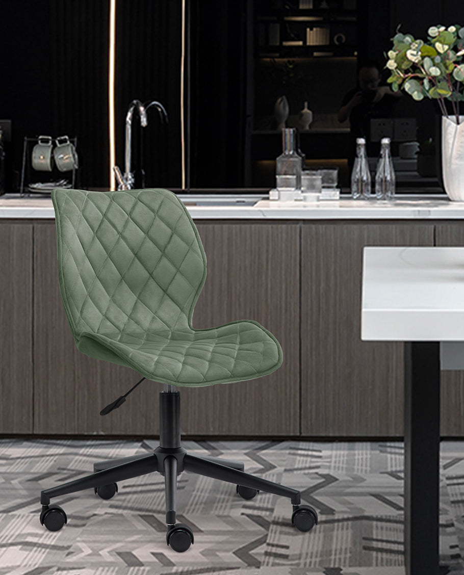 Drehstuhl aus edlem Samtstoff Grau Rollhocker Bürostuhl Stoff Höhenverstellung Schreibtischstuhl drehbar Farbauswahl Duhome 5180W