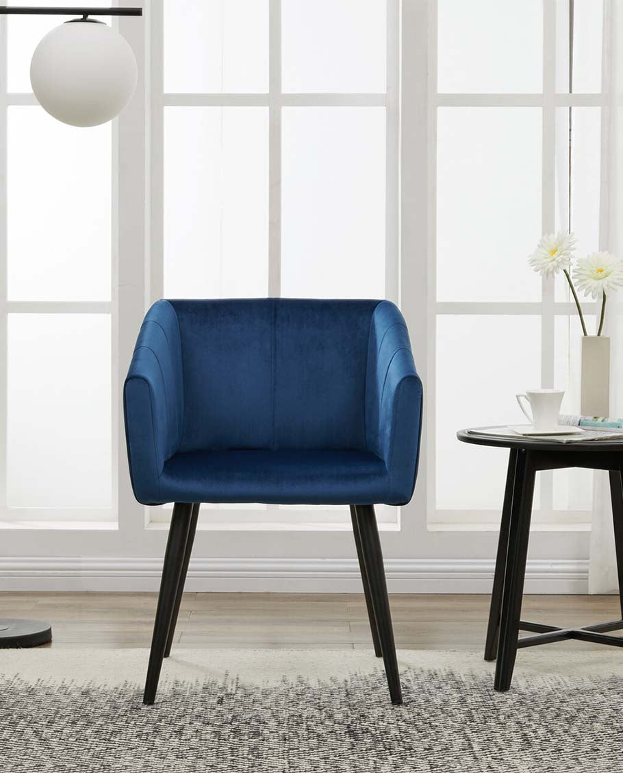 Esszimmerstuhl aus Stoff (Samt) Farbauswahl Retro Design Stuhl mit Rückenlehne Sessel Metallbeine Duhome 8065