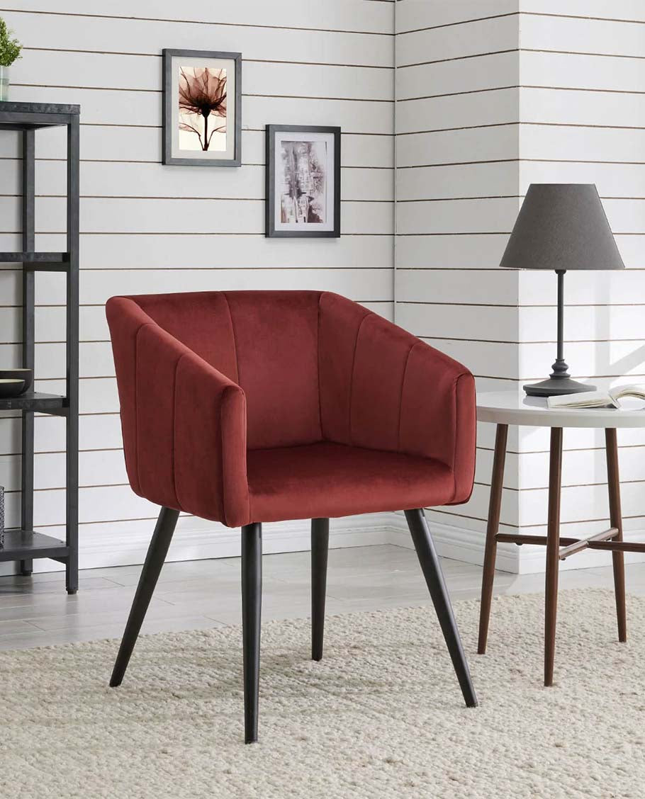 Esszimmerstuhl aus Stoff (Samt) Farbauswahl Retro Design Stuhl mit Rückenlehne Sessel Metallbeine Duhome 8065