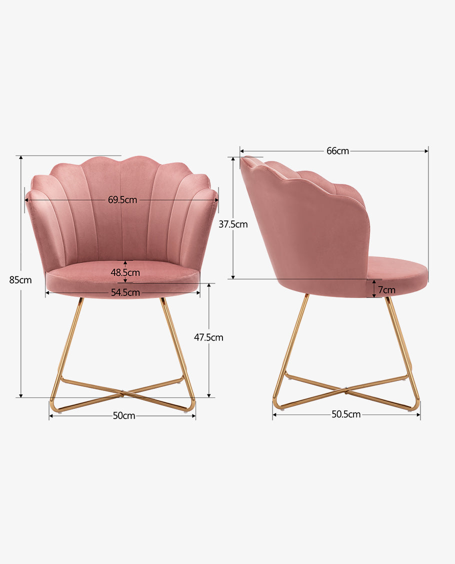 Duhome Sessel aus Stoff Samt Polstersessel Retro Design Polsterstuhl Metallgestell gold 8057C