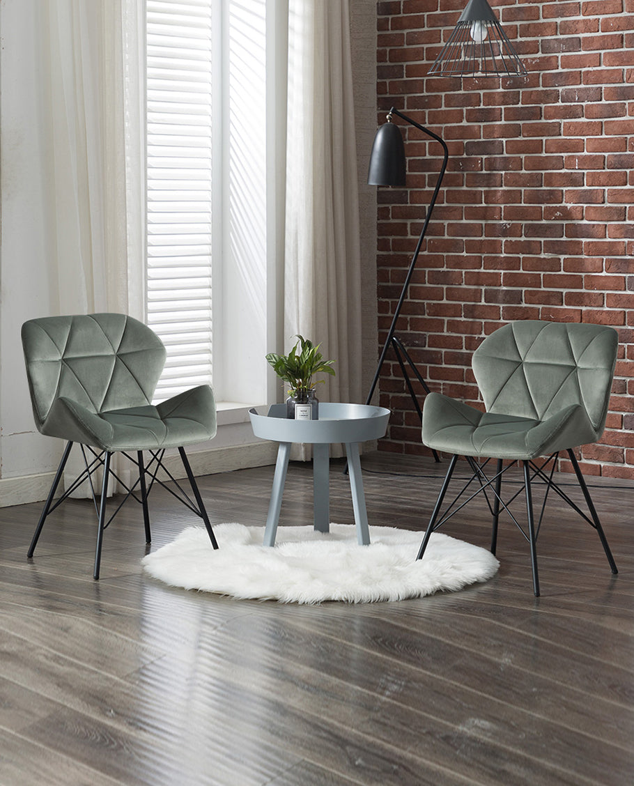 Duhome 2er Set Esszimmerstuhl Stoff Küchenstuhl Metallbeine Konferenzstuhl Besucherstuhl Retro Farbauswahl 622J