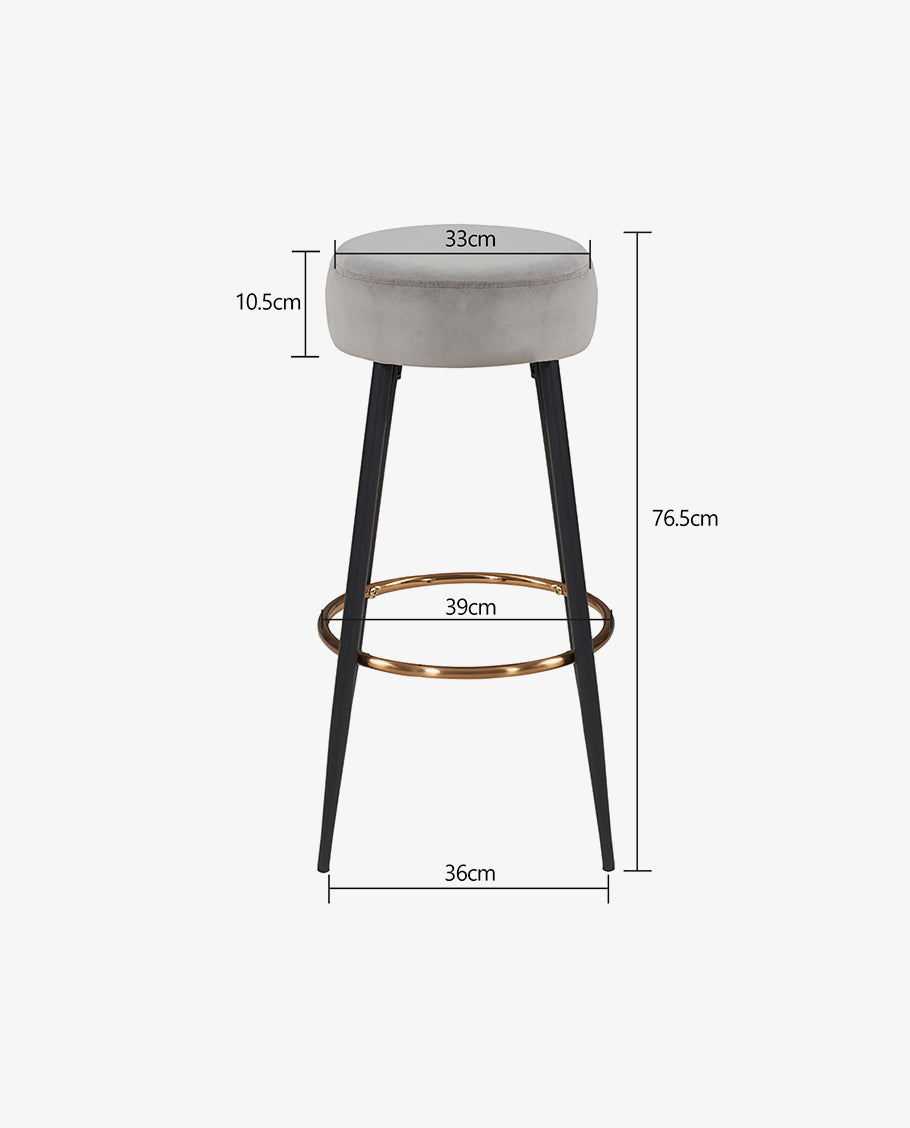 2x Barhocker rund Barstuhl aus Stoff Samt Gestell aus Metall Tresenhocker gut gepolstert Sitzhöhe 80 cm Farbauswahl Duhome 5168A