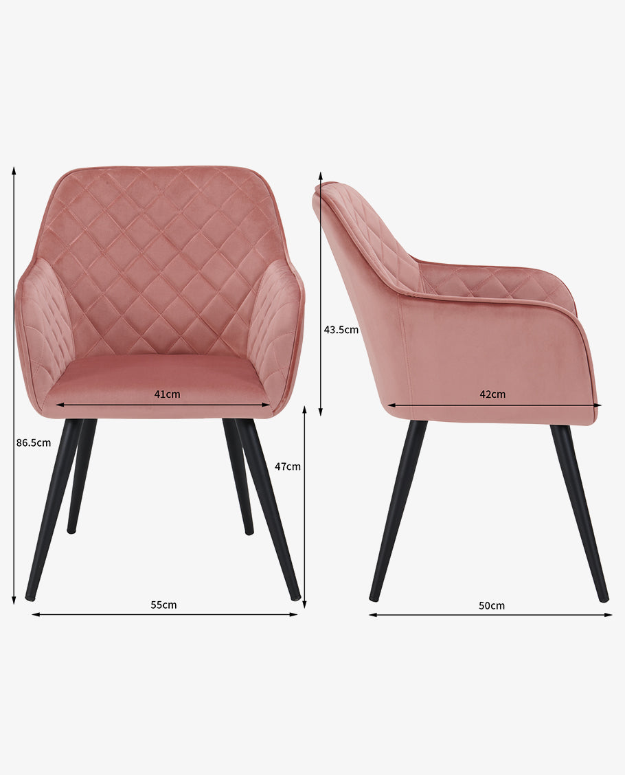 Esszimmerstuhl aus Stoff (Samt) Farbauswahl Retro Design Armlehnstuhl Stuhl mit Rückenlehne Sessel Metallbeine Duhome 8058