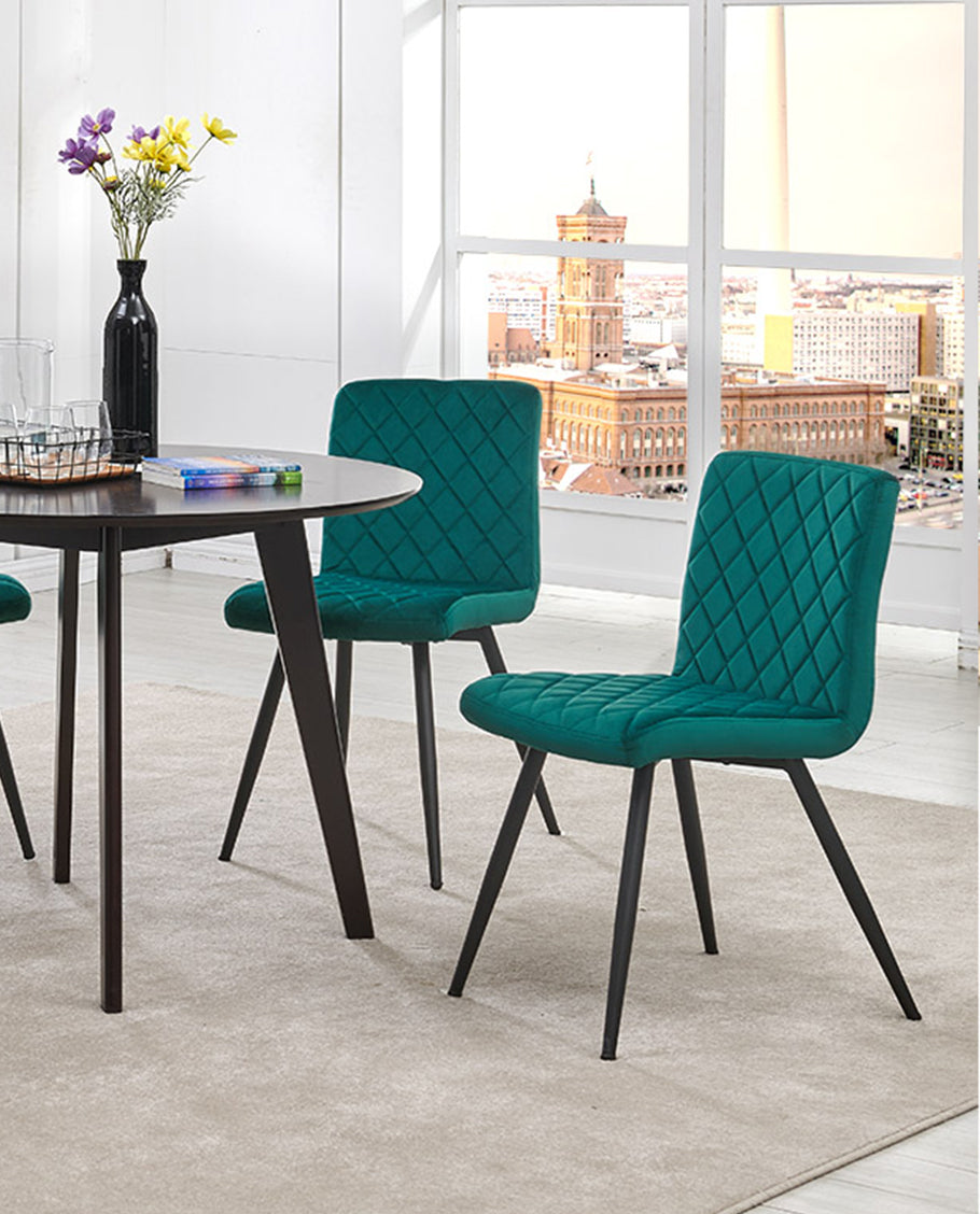 Esszimmerstuhl aus Stoff Samt Farbauswahl Stuhl Retro Design Polsterstuhl mit Rückenlehne Metallbeine Duhome 8043L