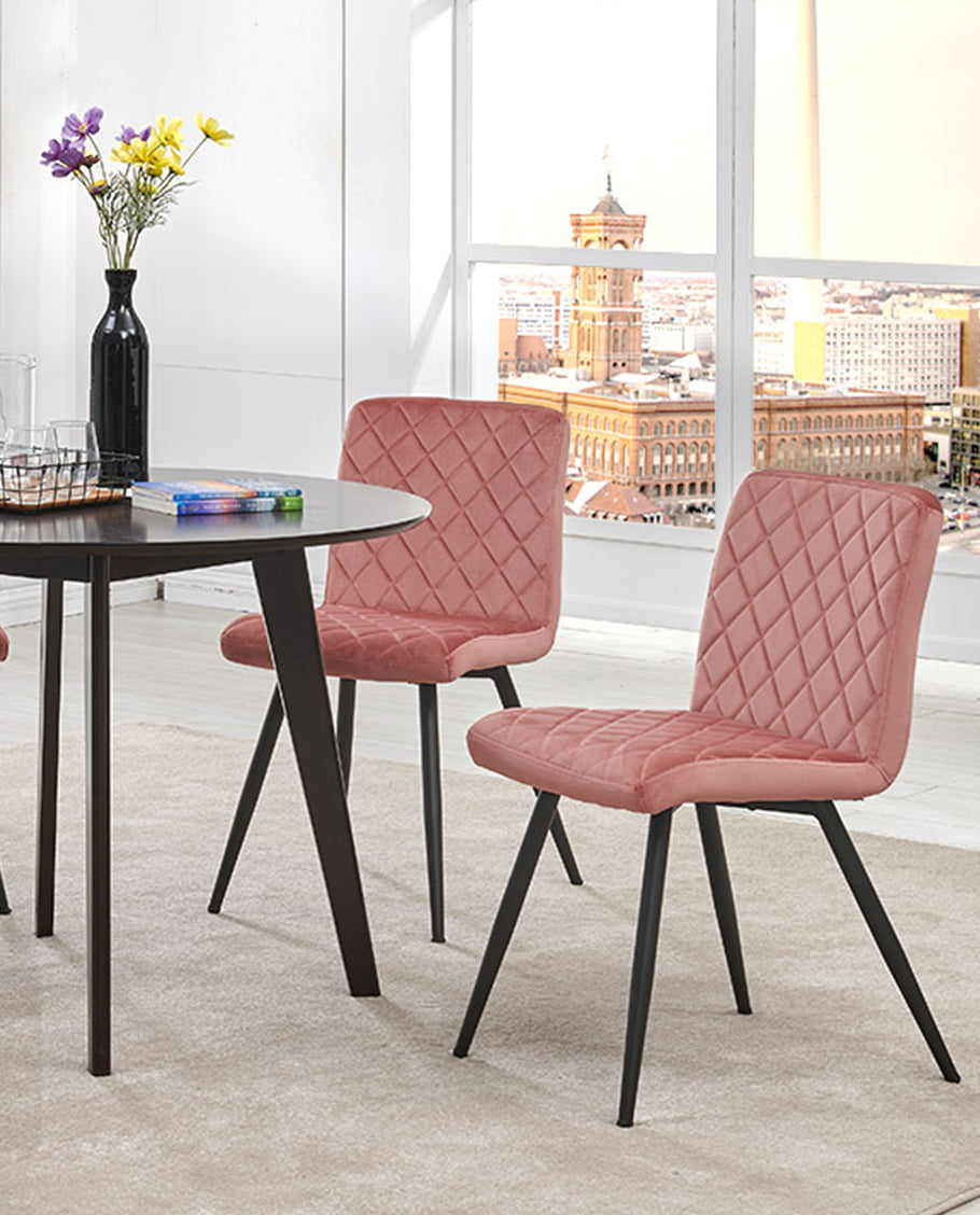 Esszimmerstuhl aus Stoff Samt Farbauswahl Stuhl Retro Design Polsterstuhl mit Rückenlehne Metallbeine Duhome 8043L