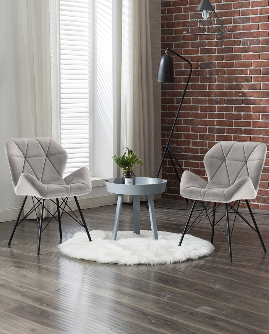 Duhome 2er Set Esszimmerstuhl Stoff Küchenstuhl Metallbeine Konferenzstuhl Besucherstuhl Retro Farbauswahl 622J